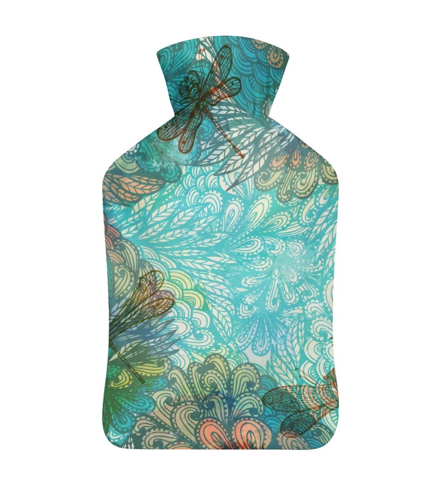 Dragonfly Hot Water Bottle with Plush Cover - Bed Warmer for Adults & Children (26.5x15.3cm) - International Shipping Available - Buy Online on GoSupps.com