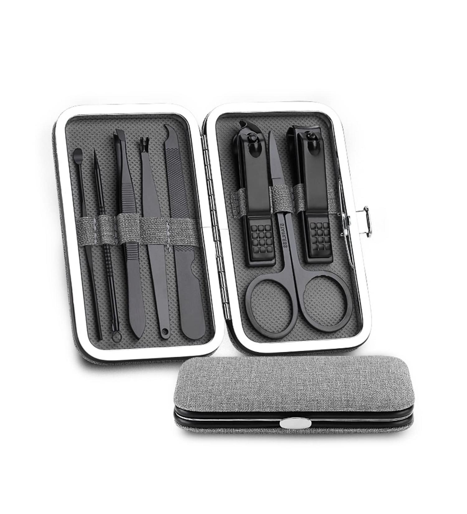 PSGS 8 PCS Nail Clipper Kit Stainless Steel High Hardness Curve Edge Black Pink Nail Cutter Scissor Tweezer Manicure Pedicure Tools (Color : 03) - Buy Online on GoSupps.com