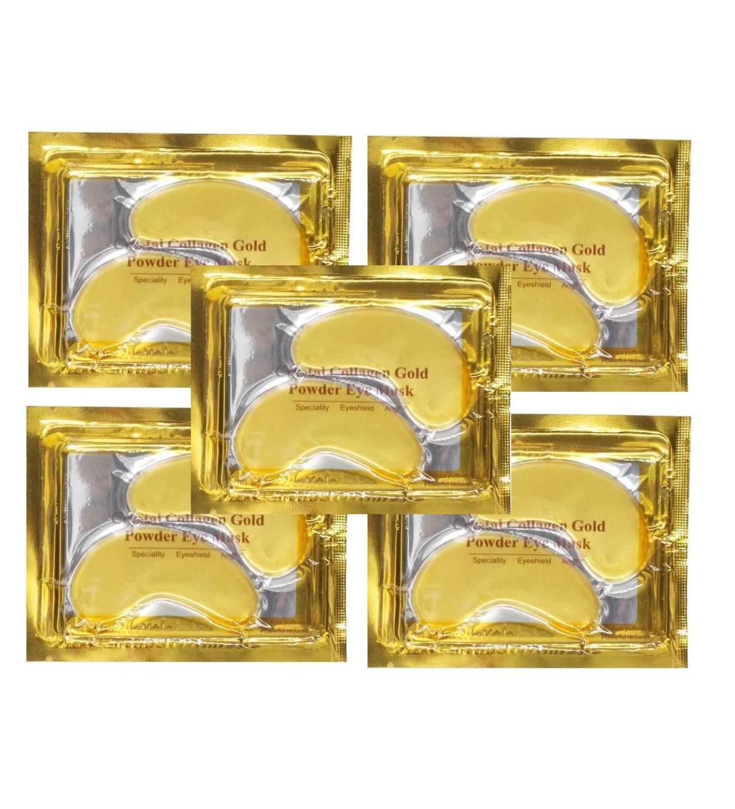 NATUREGURU10 Pair Crystal Collagen 24k Gold Under Eye Gel Pad Face Mask Anti Aging Wrinkle Gel Under Eye Patches Vegan Cruelty-Free Self Care (GOLD) - Buy Online on GoSupps.com