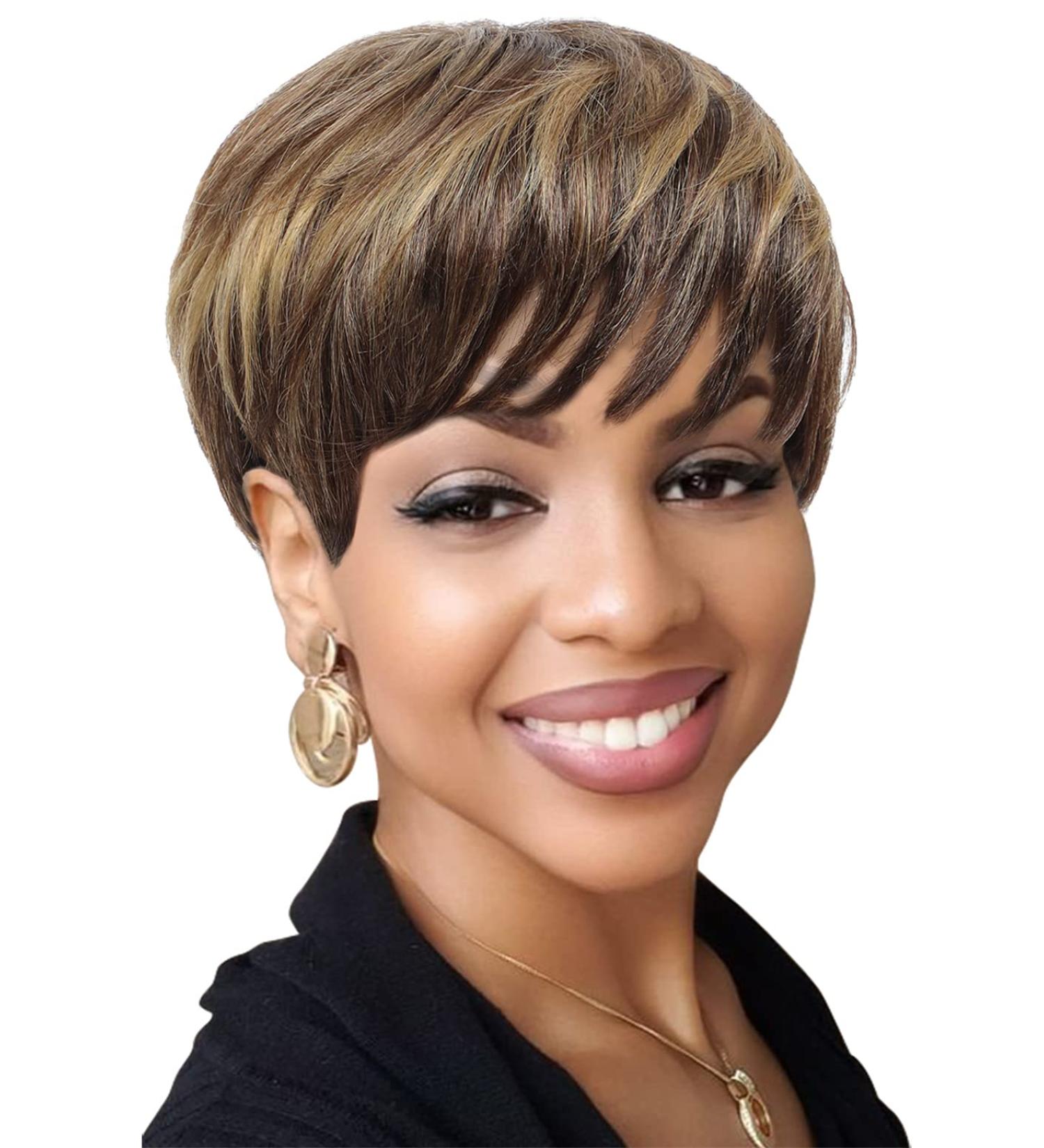 Short Pixie Bob Wig for Black Women in 3 Colors | Human Hair Layered Cut with Bangs - Buy Online on GoSupps.com
