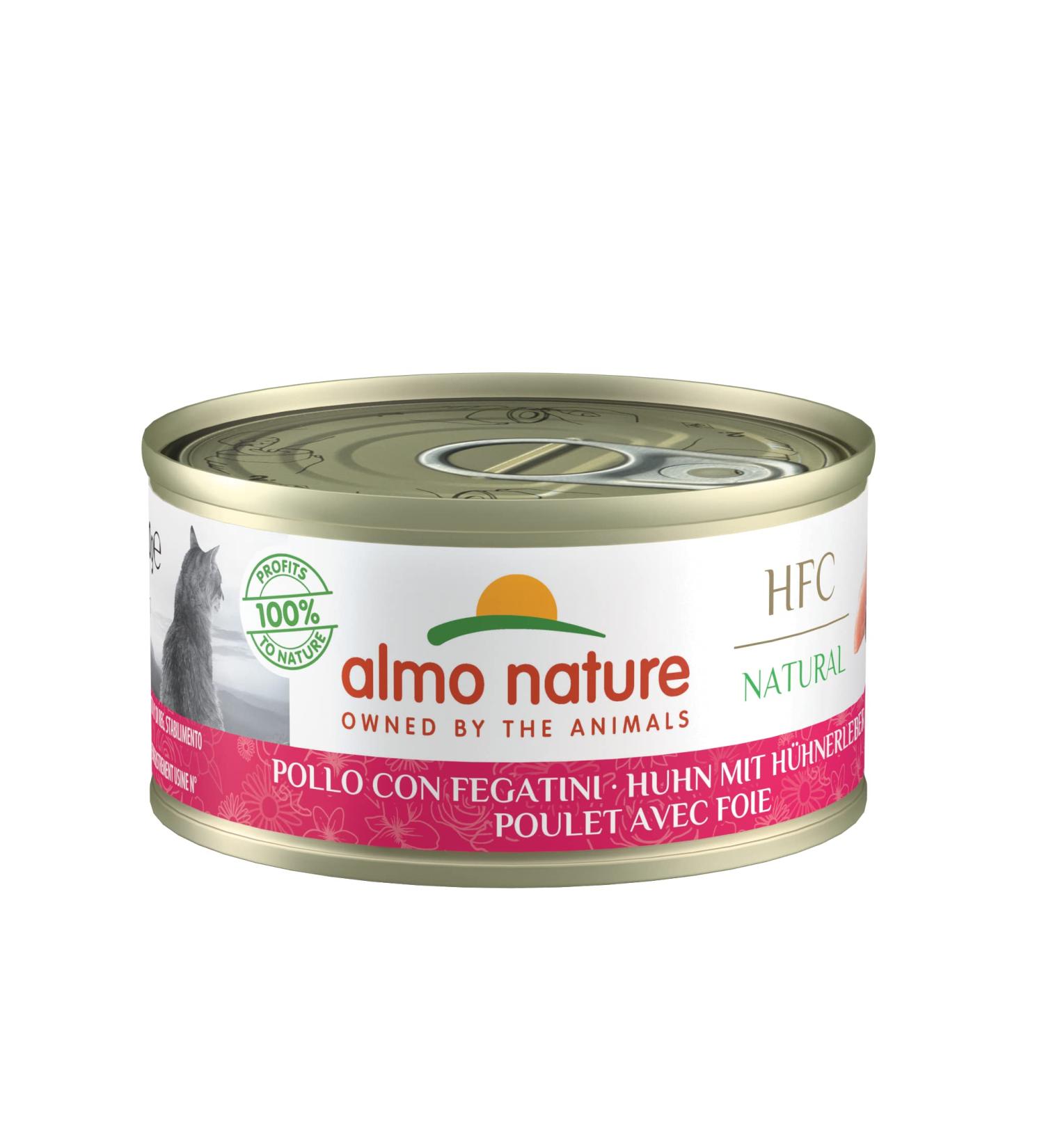 Almo Nature HFC Natural Wet Food for Adult Cats - Chicken & Liver 24 x 70g Packs - Premium International Shipping - Buy Online on GoSupps.com