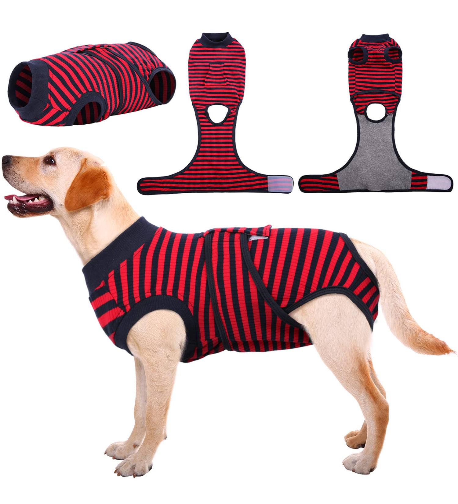 Kuoser Dog Recovery Body - Breathable After Surgery Suit for Male Dogs | Leakage Protection & Anti-Licking | Red Striped XL (1 Pack) - Buy Online on GoSupps.com