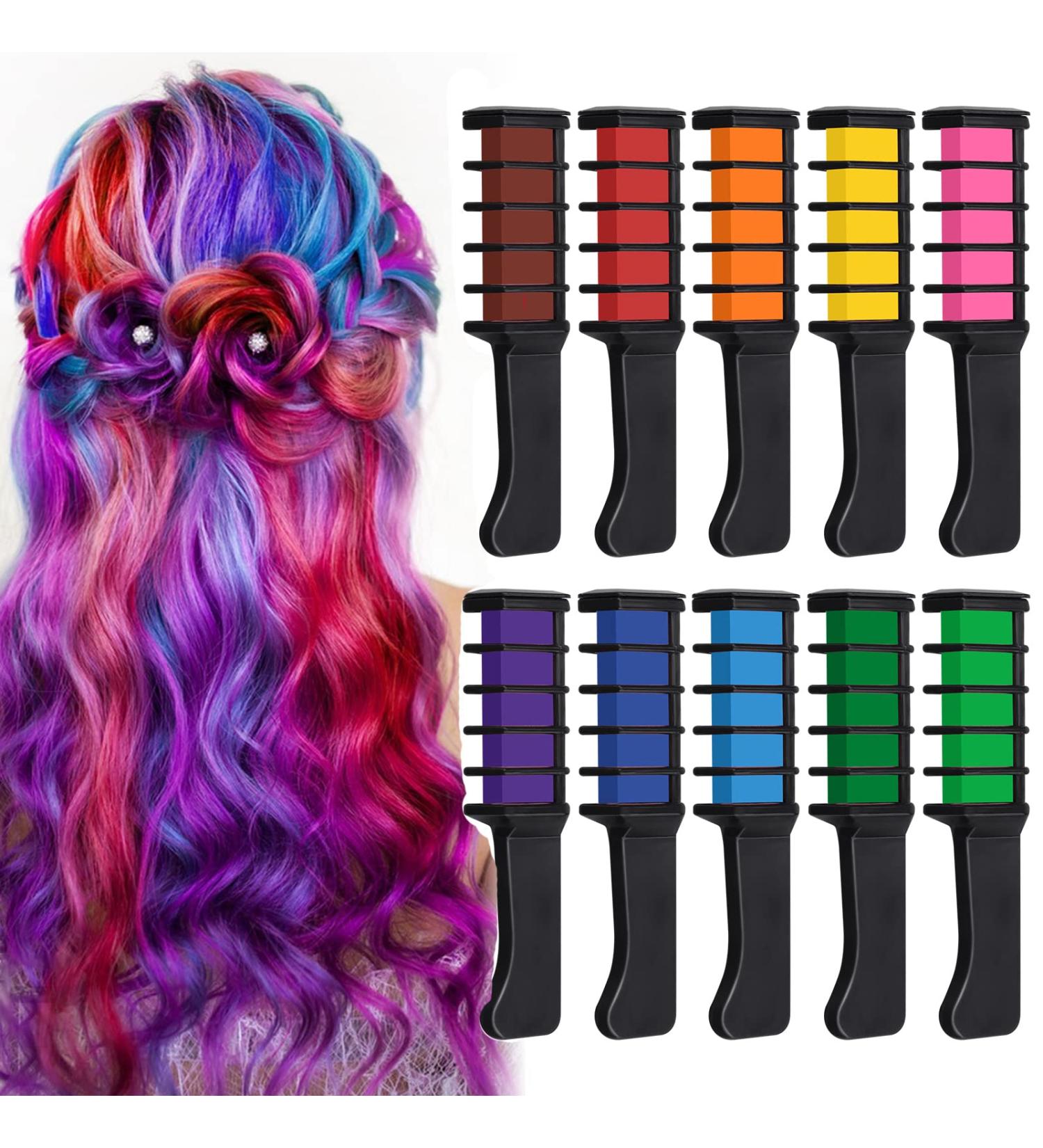 EBANKU Hair Chalk for Girls Kids - 10 Color Temporary Bright Hair Dye, Washable, Great for Birthday Gifts, Cosplay, Halloween, Christmas - Ages 5-12 - Buy Online on GoSupps.com
