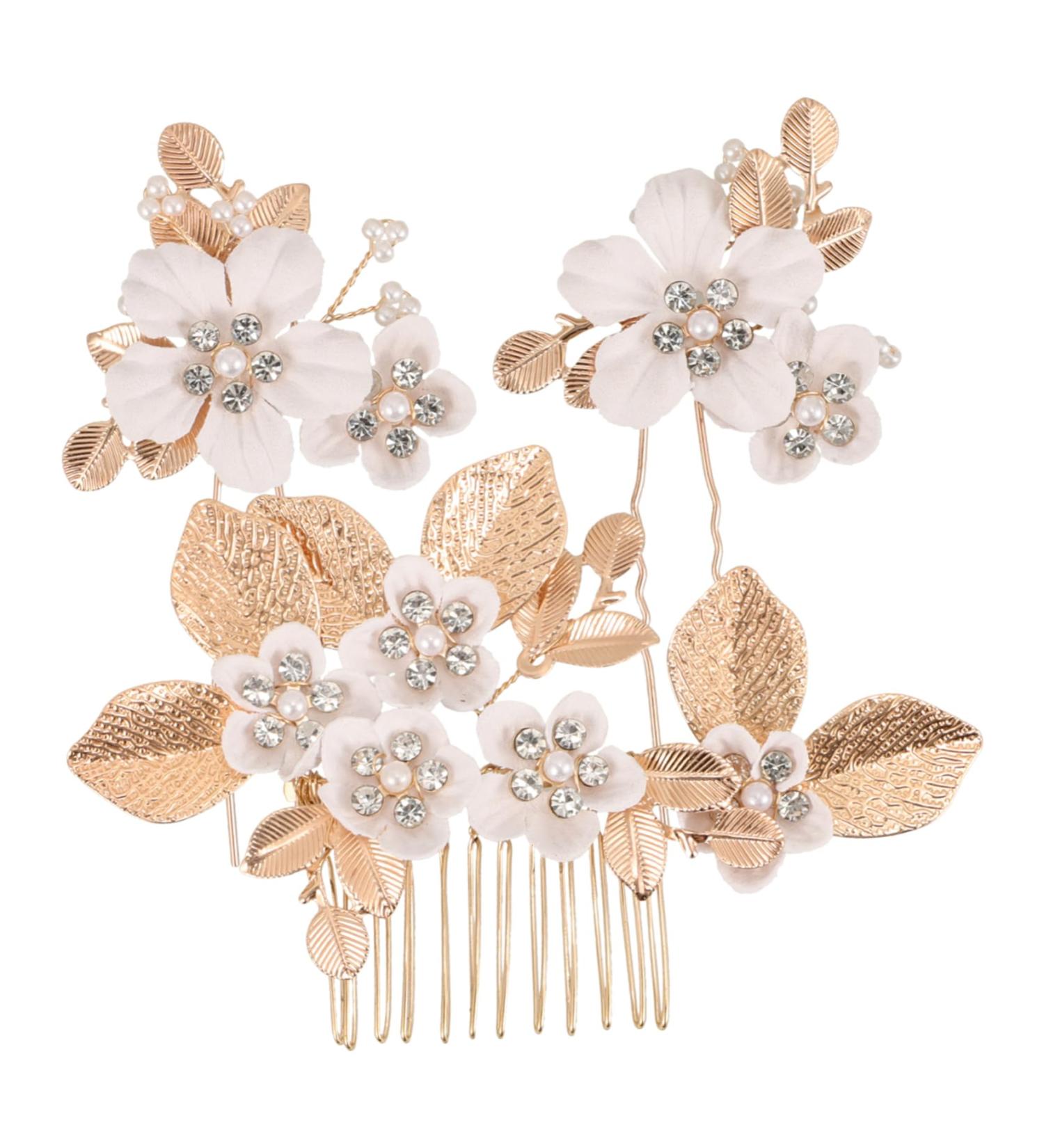 MERRYHAPY 1 Set Leaves and Flowers Hair Comb Bridal Headpiece Hair Comb Clips Hair Accessories for Women Flower Hair Clips for Women Hair Comb for Flower Headpieces for Women - Buy Online on GoSupps.com