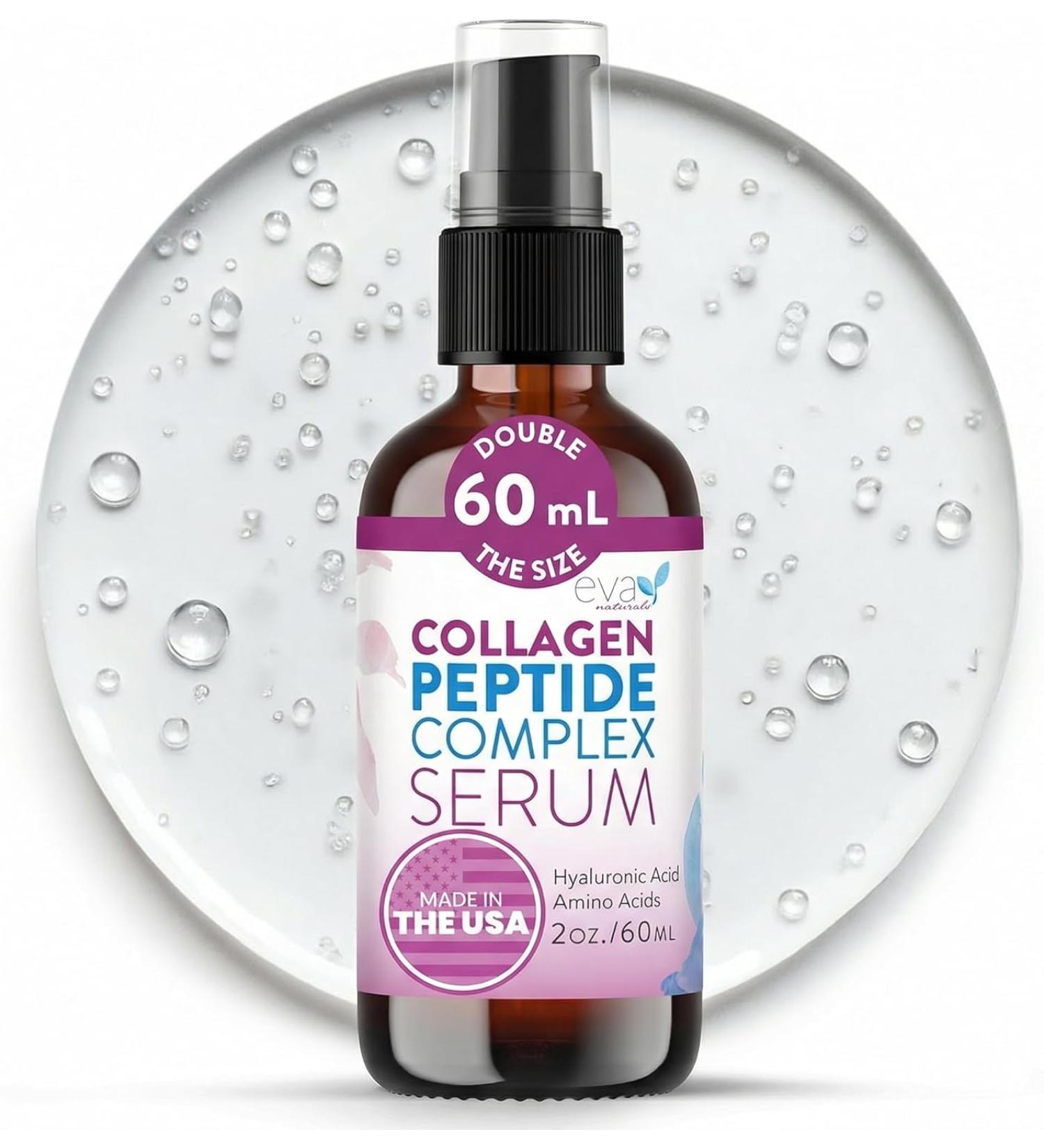 Collagen Peptide Serum for Face - Anti-Aging & Skin Brightening Formula with Aloe Vera & Hyaluronic Acid - 2oz - Buy Online on GoSupps.com