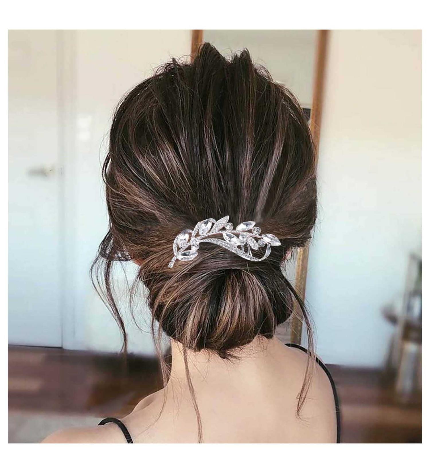 Cimenexe Bohemian Crystal Leaf Hair Comb Rhinestone Leaf Headpiece Silver Cz Feather Hair Barrette Vintage Headwear Hairpiece Decorative Wedding Comb Hair Accessories Jewelry for Women and Girls Gifts - Buy Online on GoSupps.com