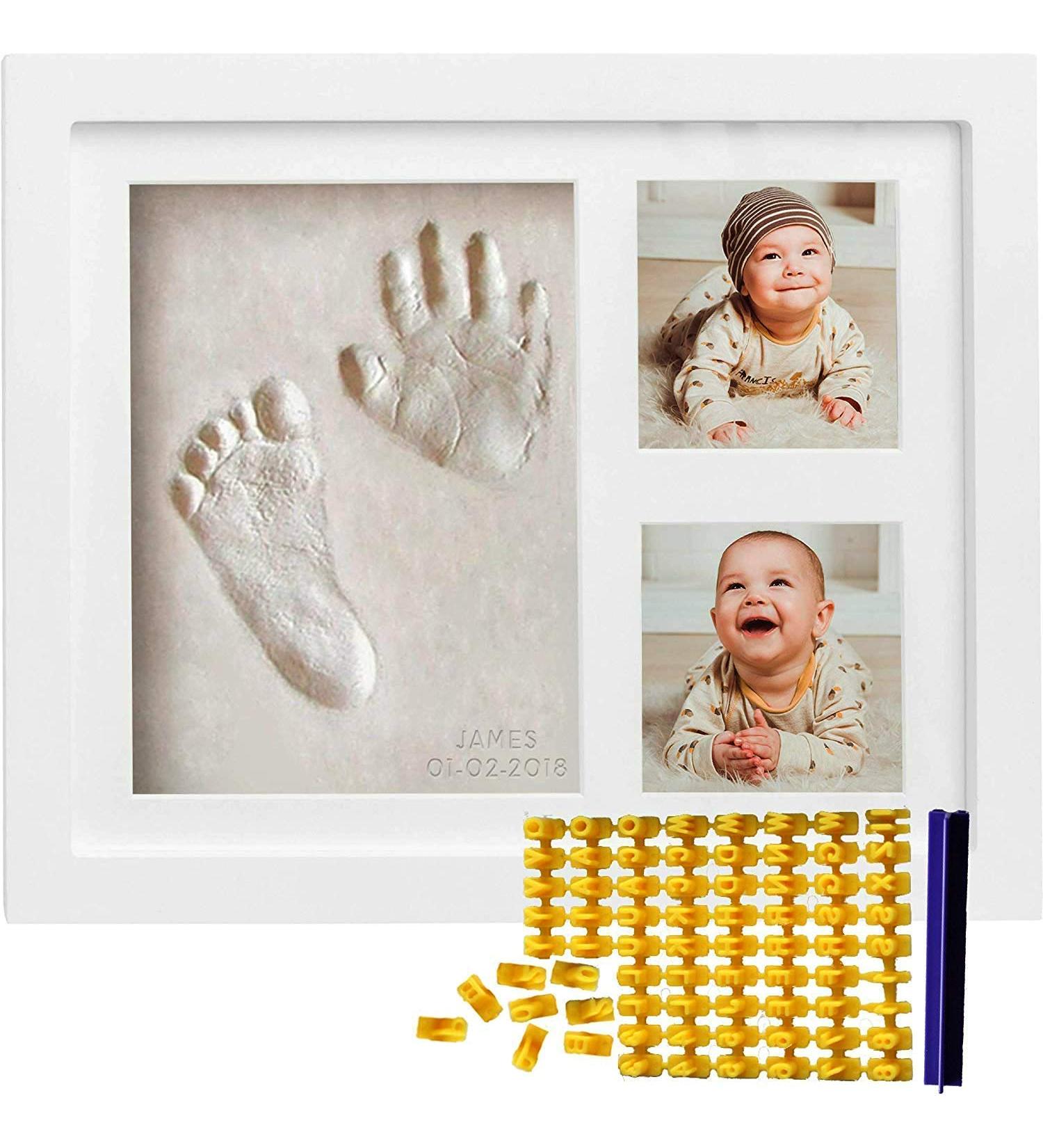 Co Little Baby Handprint & Footprint Kit with Date & Name Stamp - Clay Picture Frame for Newborn - Unique New Mom Gift - Gender-Neutral Keepsake for Baby - White Feet Imprint Mold - Buy Online on GoSupps.com