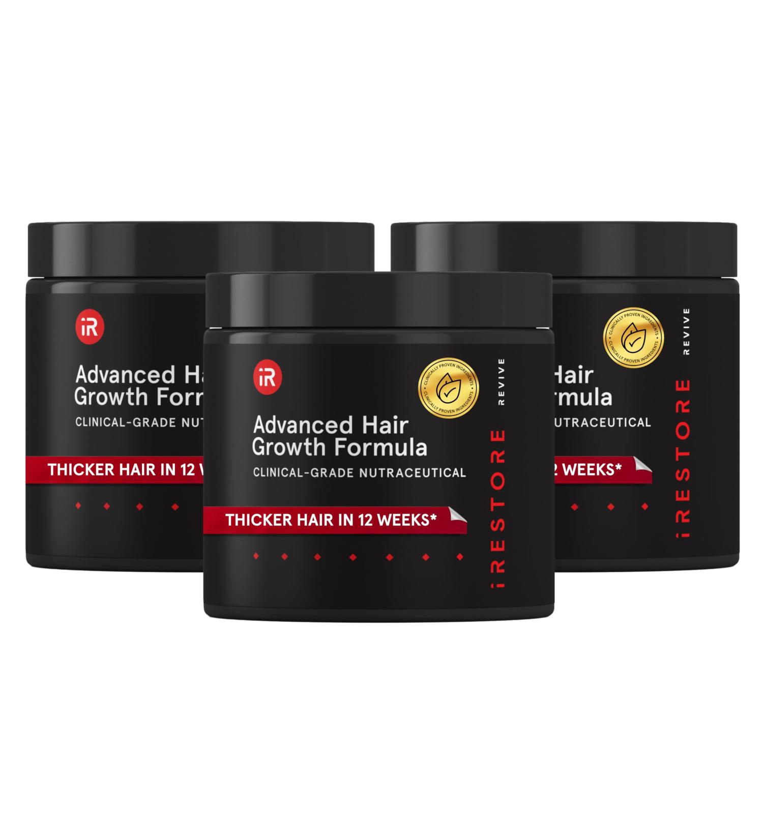 iRestore Advanced Hair Growth Supplement for Women | Fast Hair Regrowth Vitamins | Best for Hair Loss & Thinning | 3 Pack 1 Month Supply Each - Buy Online on GoSupps.com