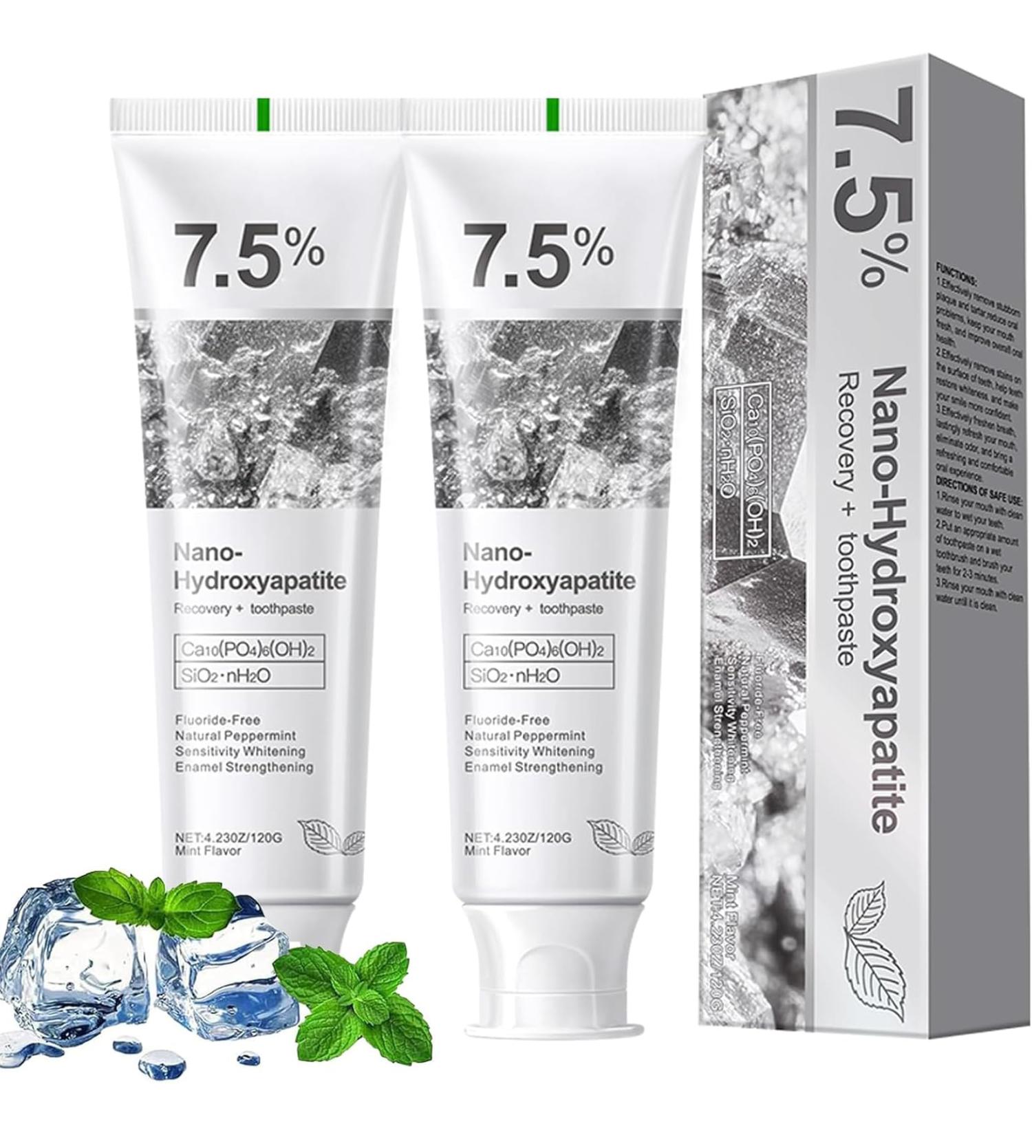 7.5% Hydroxyapatite Toothpaste for Advanced Enamel Protection Appropriate for Sensitive Teeth Gentle and Effective Formula Fresh Mint (Pack of 2) - Buy Online on GoSupps.com