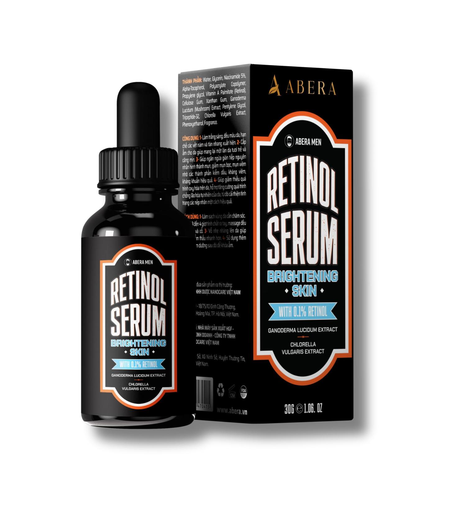 ABERA Retinol Serum for Men, 6-in-1 Anti-Aging Face Serum, Helps Smooth Wrinkles, Fade Dark Spots & Even Tone, with Niacinamide & Hyaluronic Acid, Aloe + Centella Soothing Complex, 1.06 Fl Oz A. 1 Pack - Buy Online on GoSupps.com