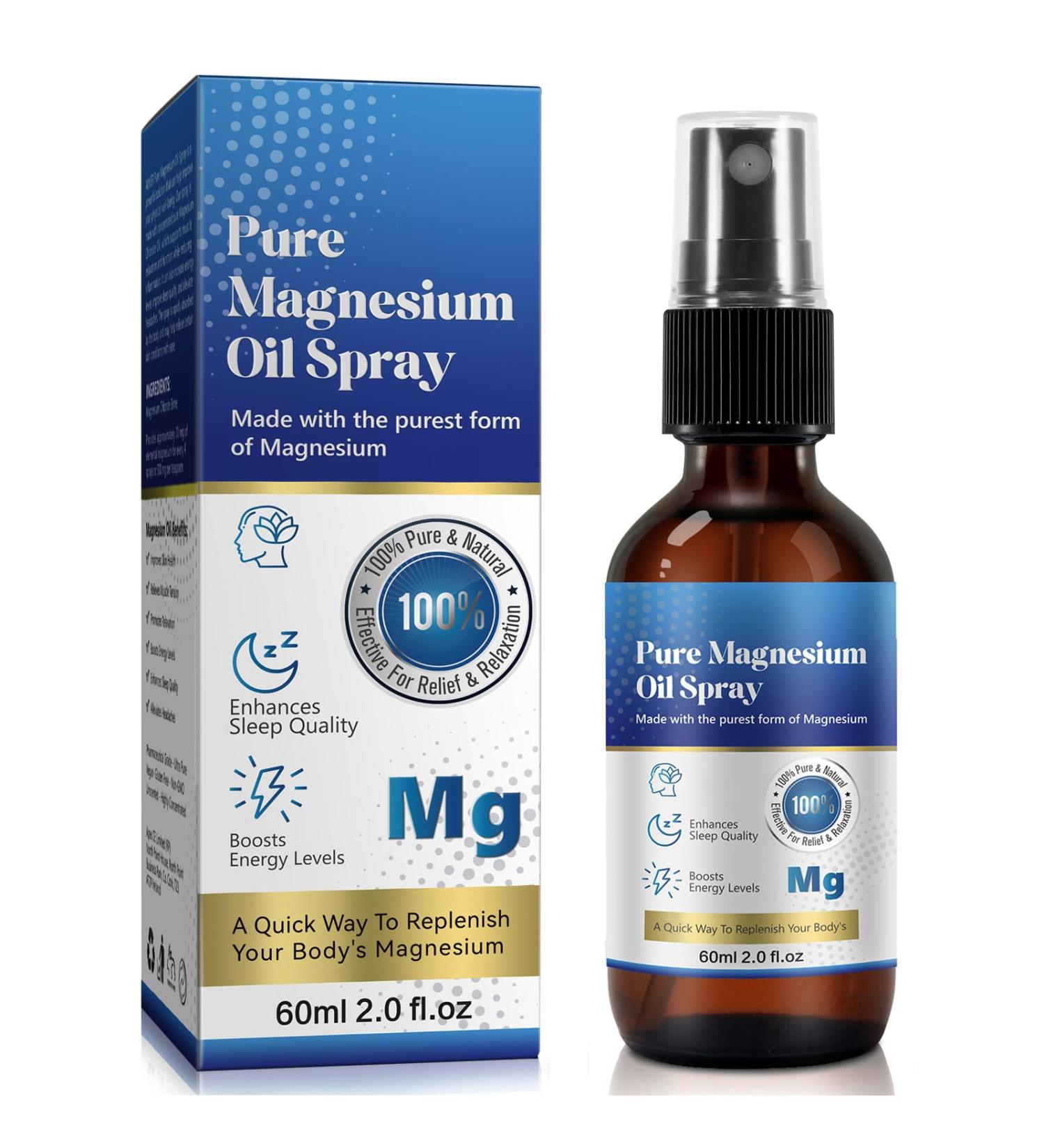 Magnesium Spray Magnesium Oil for Feet and Sleep Pure Magnesium Oil Spray 100% Pure and Organic Glass Bottle Travel Size 2 Fl oz 2.02 Fl Oz (Pack of 1) - Buy Online on GoSupps.com