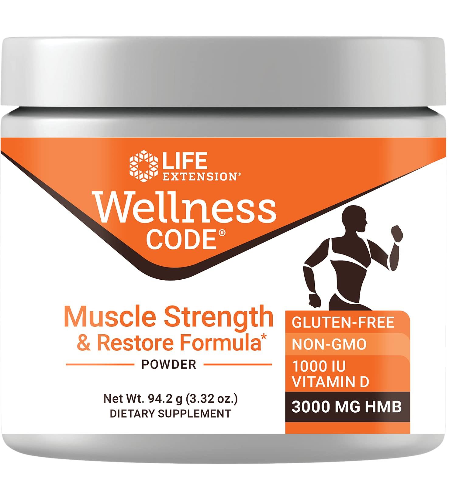 Life Extension Wellness Code® Muscle Strength & Restore Formula - Vitamin D3 & HMB for Muscle Health Gluten Free Non-GMO - 94.2 g - Buy Online on GoSupps.com