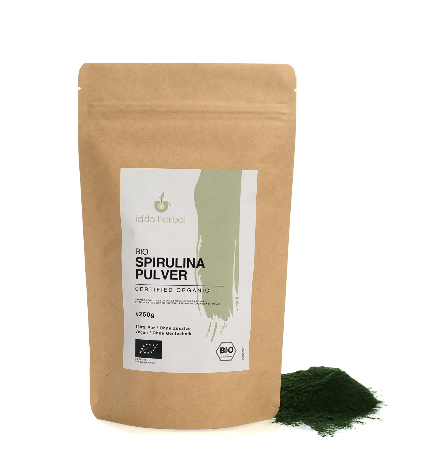 Buy Bio Spirulina Pulver 250g - Organic Spirulina Algae 100% Natural & Pure Vegan Superfood for Optimal Health - Buy Online on GoSupps.com