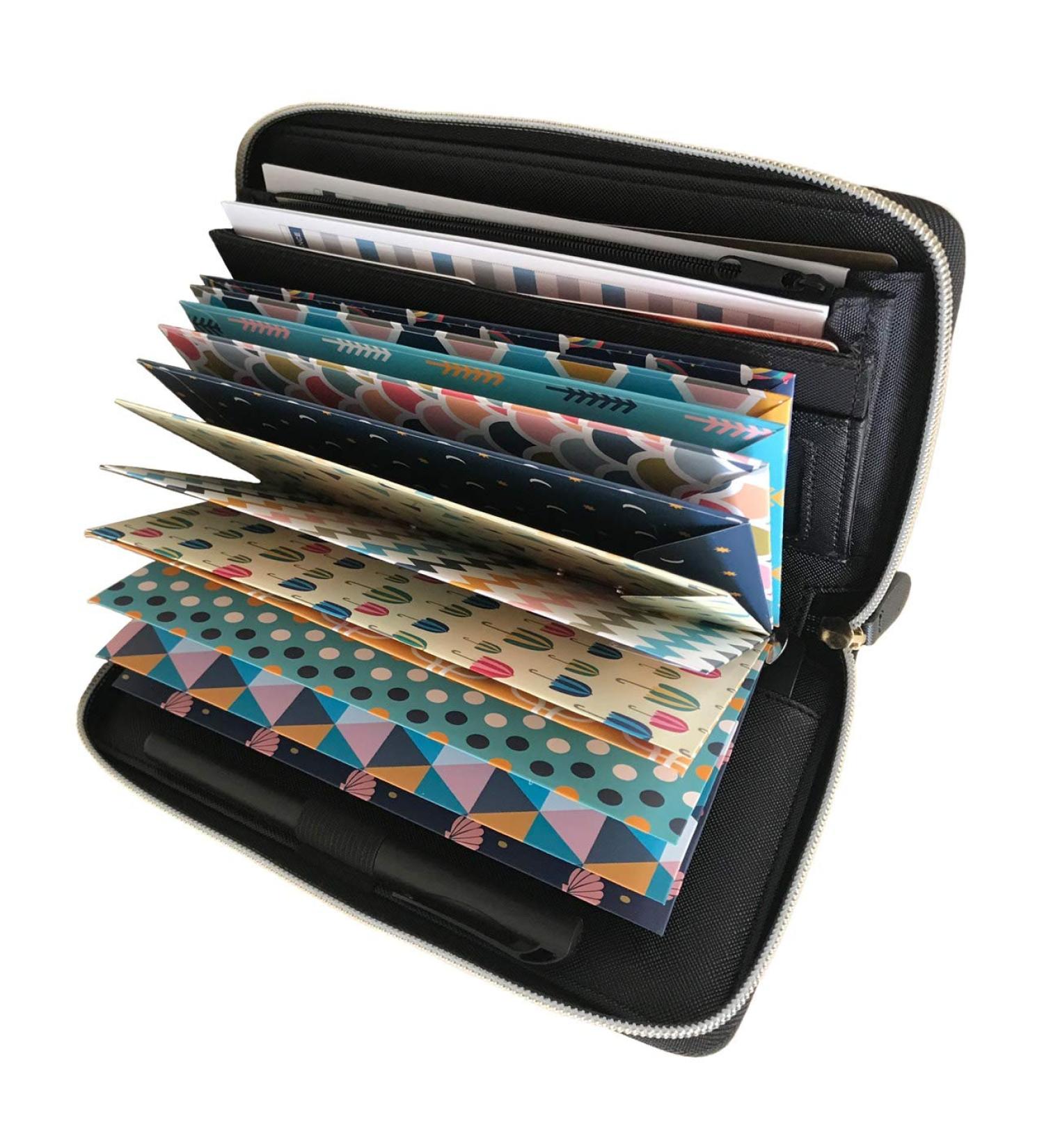 All-in-One Cash Envelope System Wallet - 12 Budget Envelopes & Sheets for Family Budgeting | Personal Finance Organizer (Black - Buy Online on GoSupps.com
