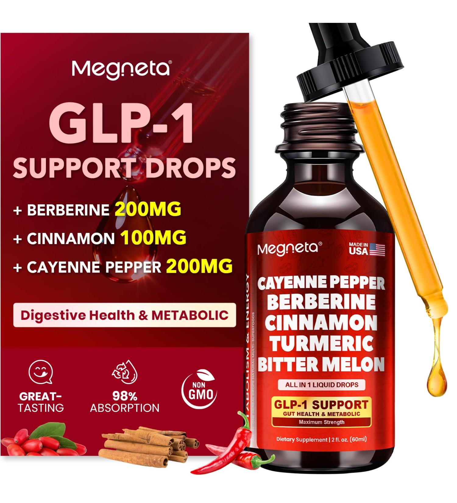 Berberine with Ceylon Cinnamon & Cayenne Pepper Liquid Drops with Turmeric & Bitter Melon Digestive & Immune Support Boost GLP-1 2 fl oz Nature - Buy Online on GoSupps.com