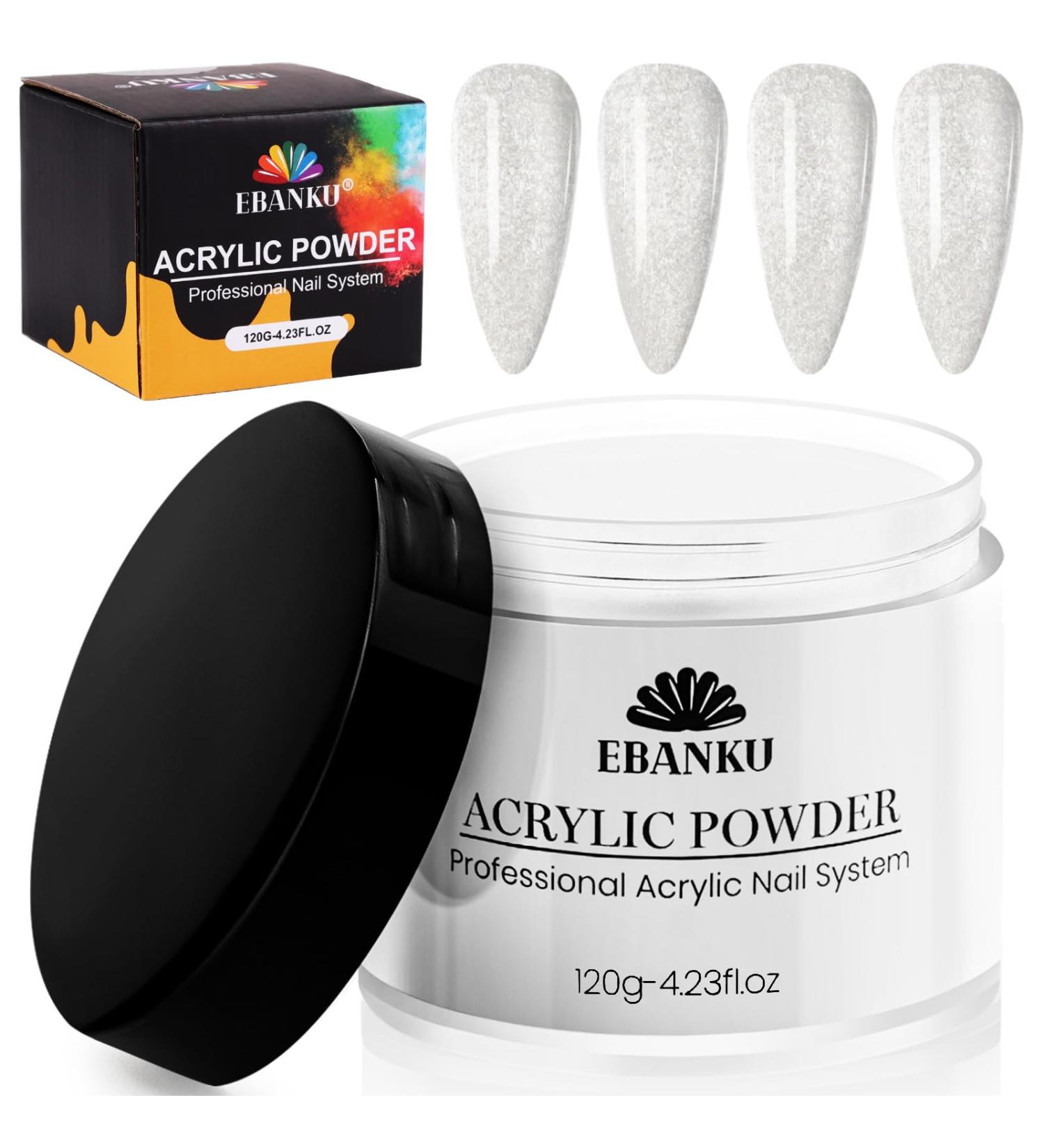 EBANKU Silver Glitter Acrylic Powder 120g/4.23oz Acrylic Powder Large Capacity Professional Acrylic Nail Powder for Nail Acrylic Extension Nail Carving Long-Lasting No Nail Lamp Needed - Buy Online on GoSupps.com