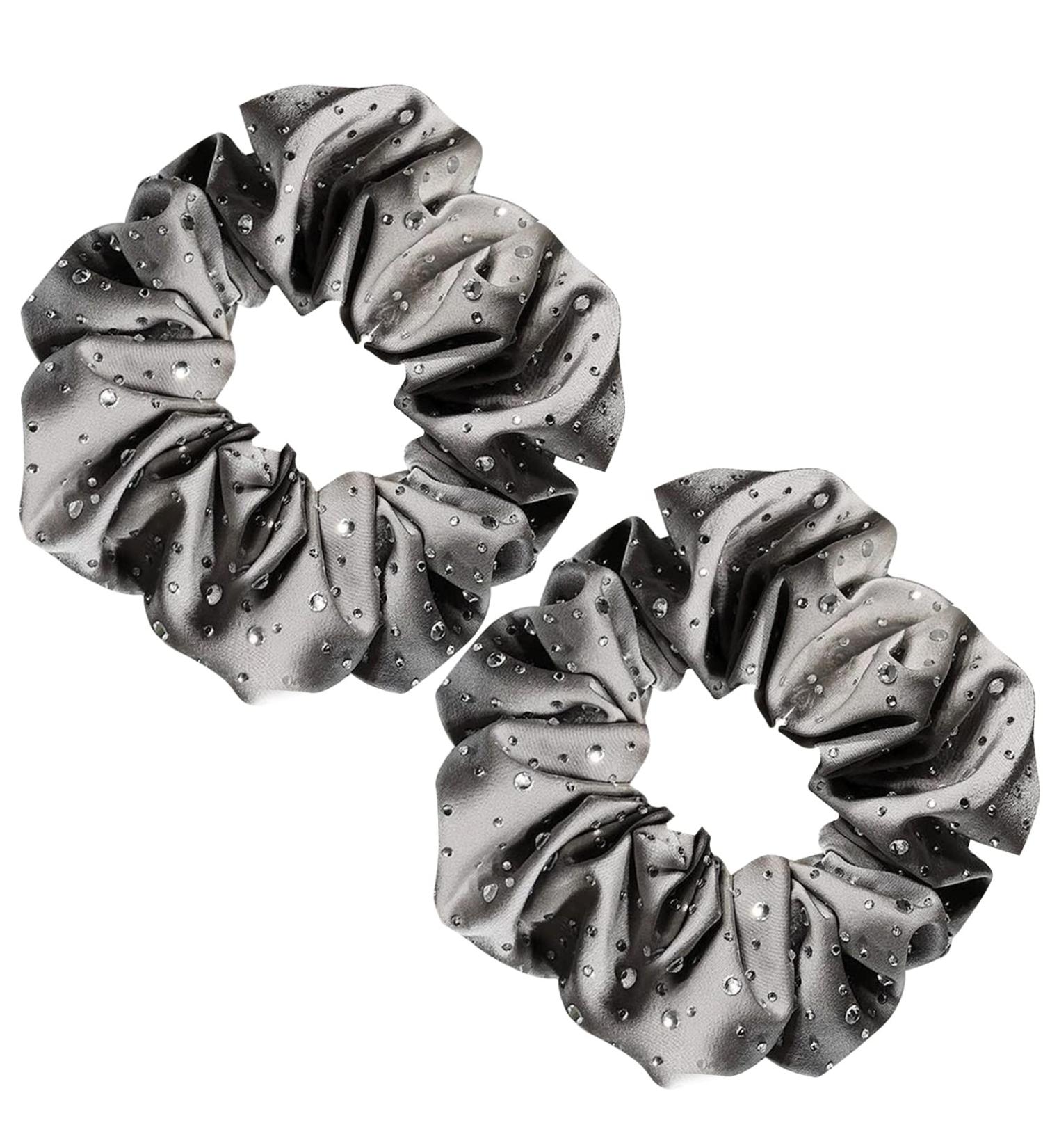 OTYOU 2 Pack Bling Hair Scrunchies - Rich Tones Elastic Hair Bands for Women Girls (Gray) - Buy Online on GoSupps.com