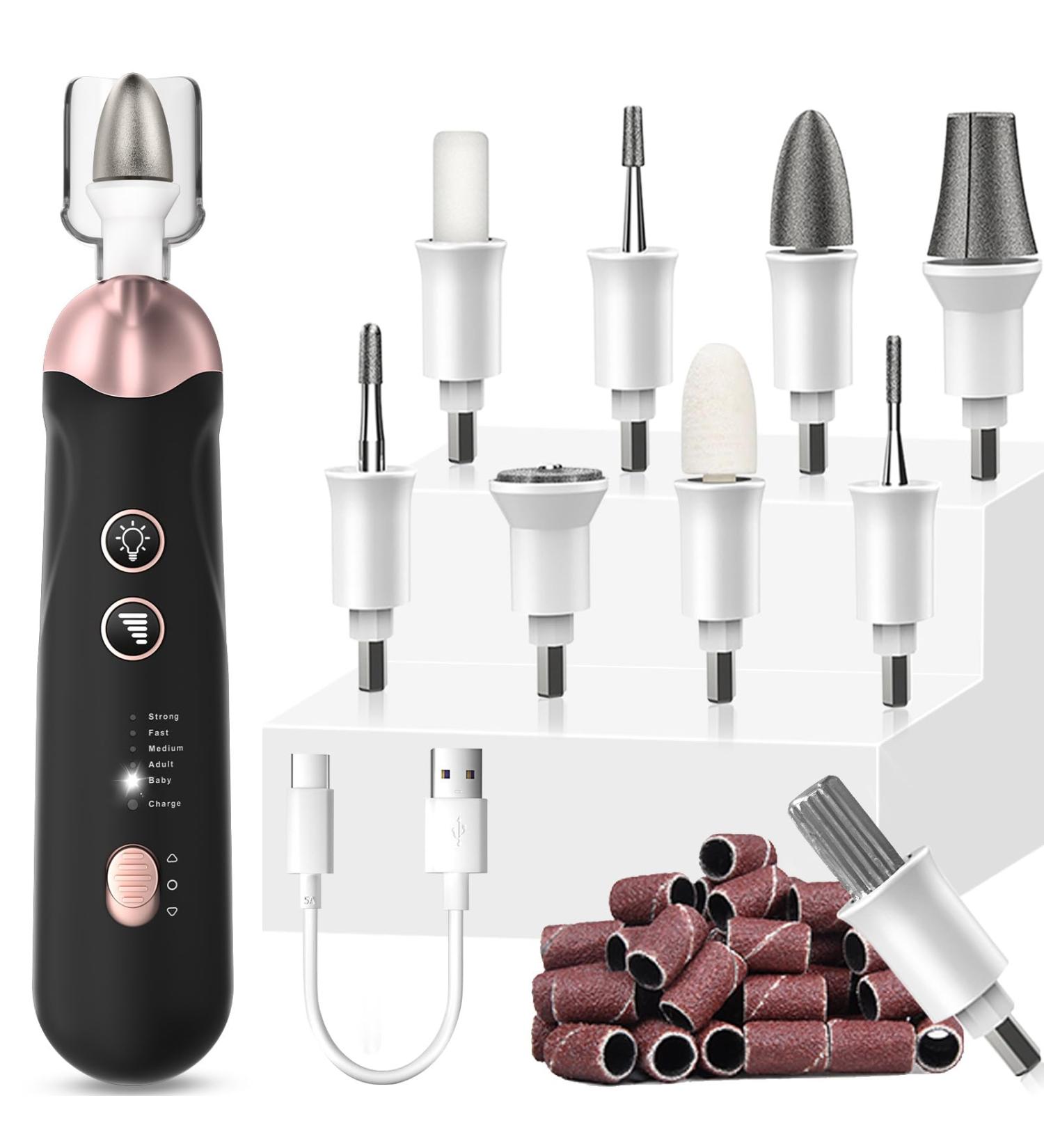 AOMEES Electric Nail File Set - Cordless Rechargeable 5-Speed Manicure & Pedicure Tool with 100 Nail Drill Bits & Sanding Bands - Buy Online on GoSupps.com