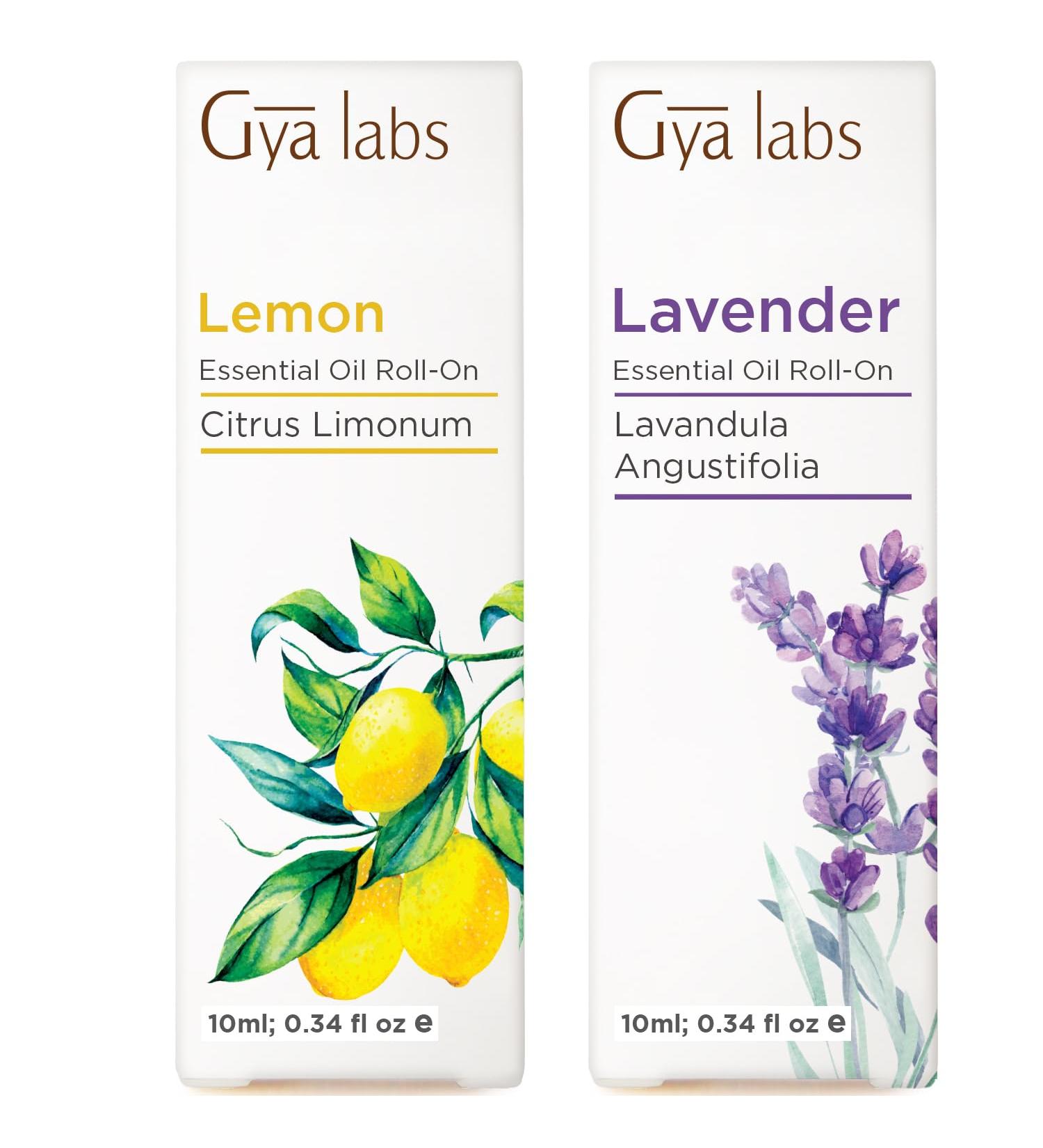 Lemon & Lavender Roll On Set - Essential Oils Aromatherapy Roll On with Essential Oil Set - 2x0.34 fl oz - Gya Labs - Buy Online on GoSupps.com