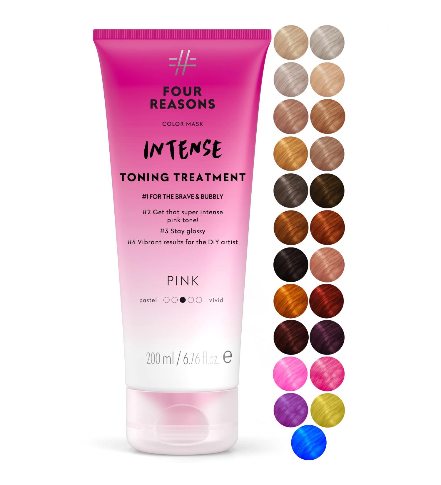 Four Reasons Color Mask Intense Pink - 27 Shades | Intensive Toning Treatment & Color Depositing Conditioner | 100% Vegan Semi-Permanent Hair Dye for Lightened Hair - 6.76 Fl oz - Buy Online on GoSupps.com