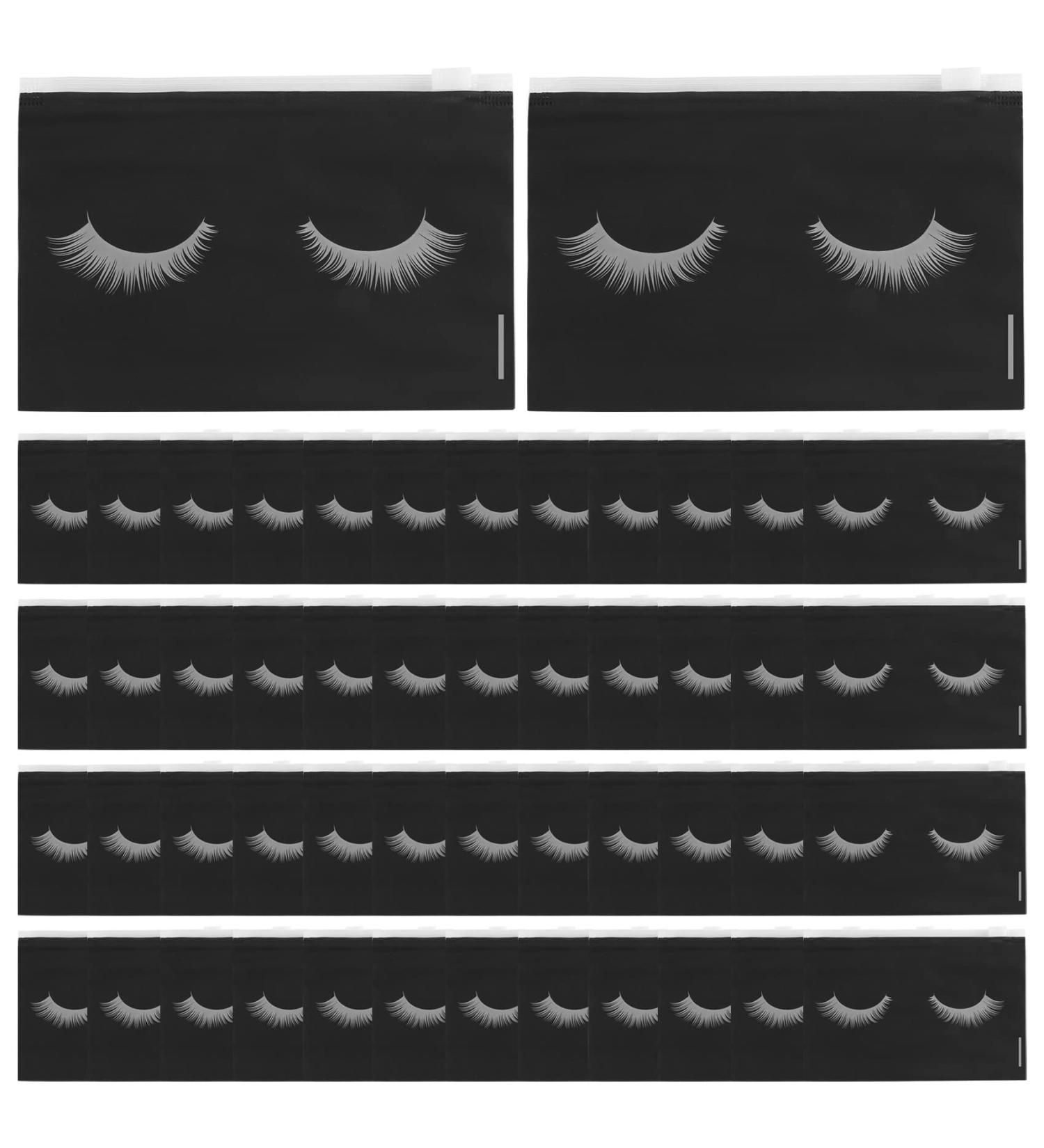 dinio 50 Pieces Eyelash Bags Lash Bags for Aftercare Bags Eyelash Makeup Bags with Zipper for Women (Black 6X4Inch) - Buy Online on GoSupps.com