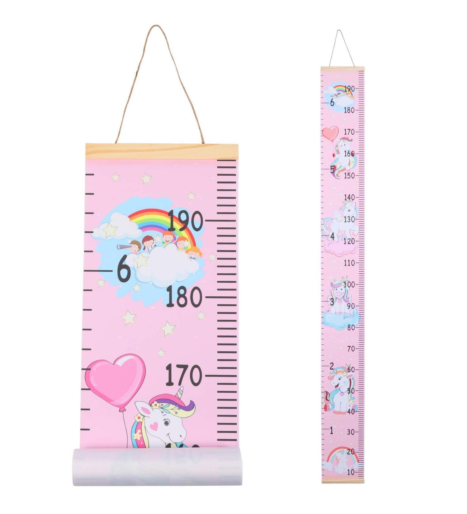 Heyu-Lotus Kids Height Chart 200X20CM - Removable Canvas and Wood Growth Chart for Boys Girls Bedroom Decoration (Unicorn 1) - Buy Online on GoSupps.com