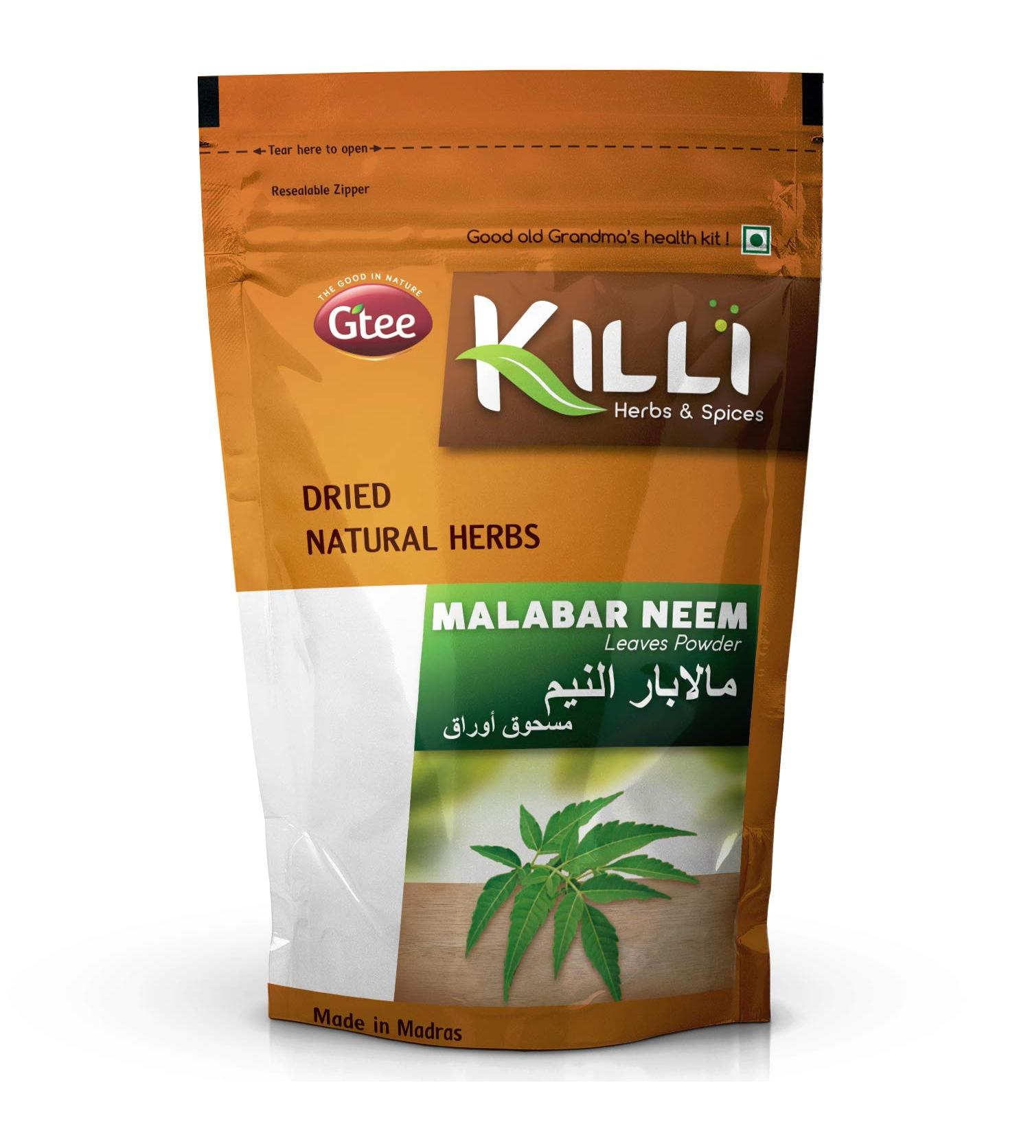 KILLI Malabar Neem | Vembu | Veppu | Azadirachta Indica | Turakabevu Leaves Powder 100g - Buy Online on GoSupps.com