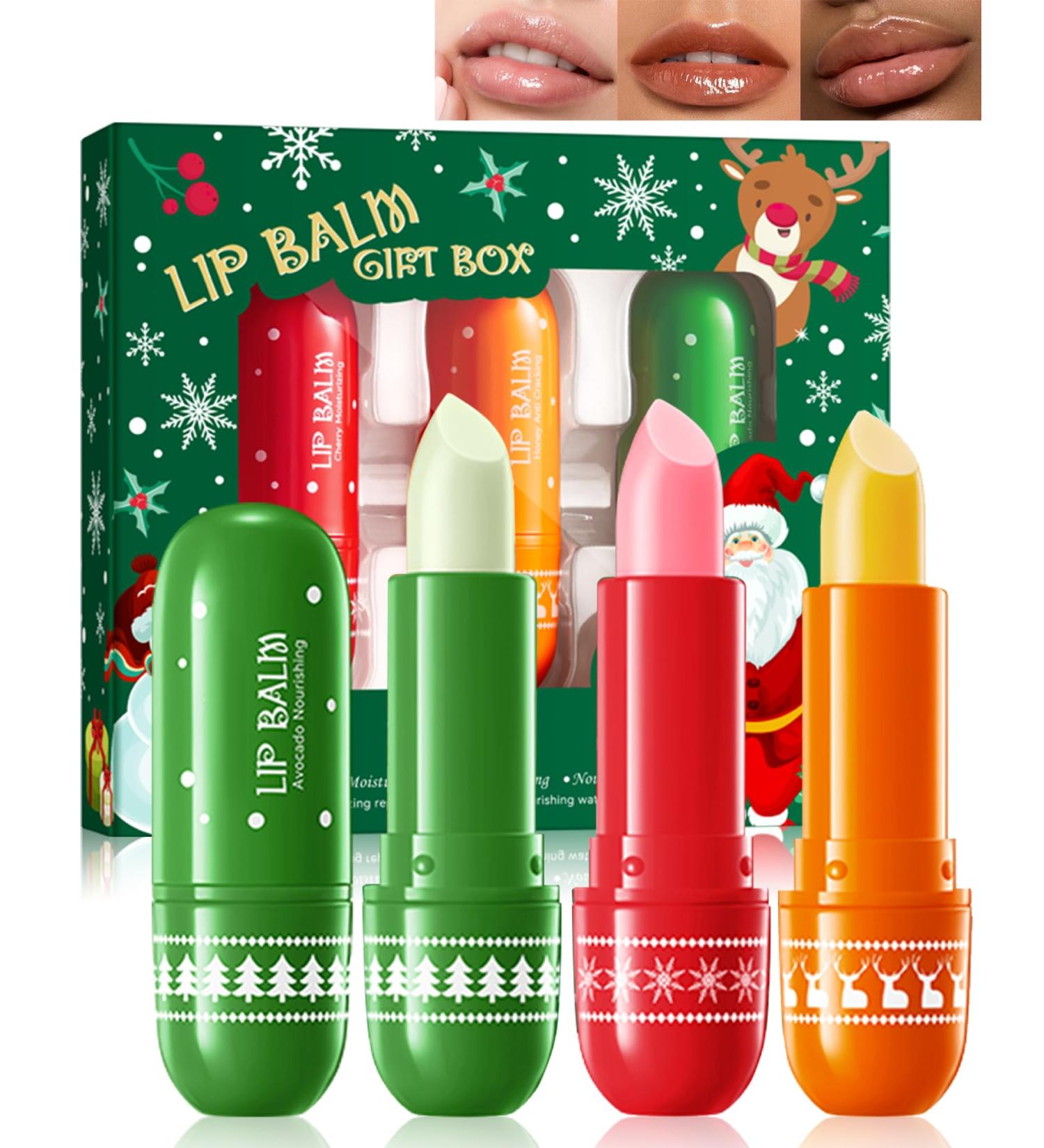 Christmas Lip Balm Kit-3Pcs Moisturing Pink Clear Lip Care Moisturer Hydrating Lip Balm Repair for Dry Cracked Lip balm stick Vegan Lip Care Product Lip Treatment Stocking Stuffer Gift Set for Women - Buy Online on GoSupps.com