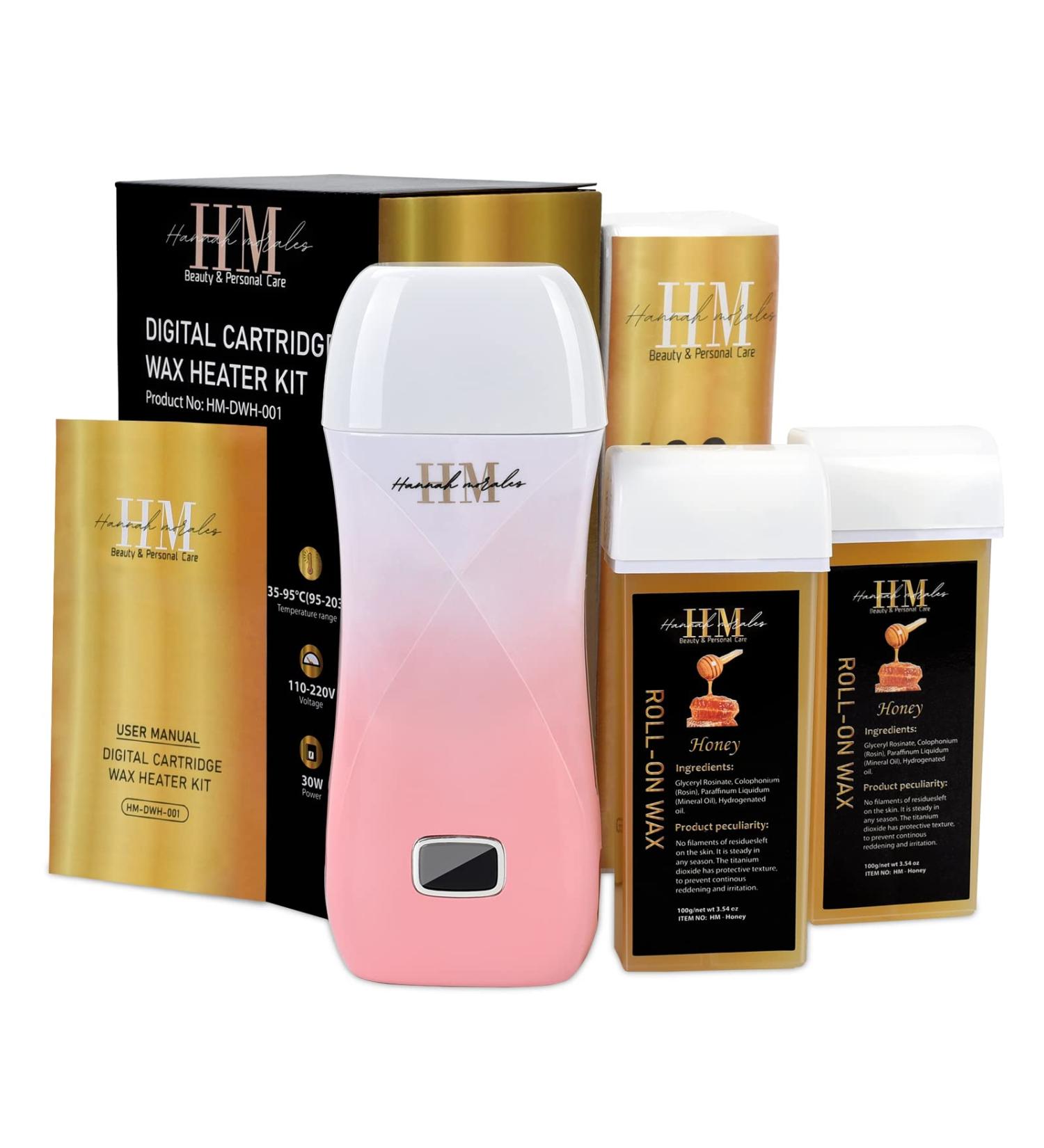 Wax Roller Hair Removal Kit with Warmer - Ideal for Sensitive Areas - Includes Waxing Strips and Accessories - Buy Online on GoSupps.com