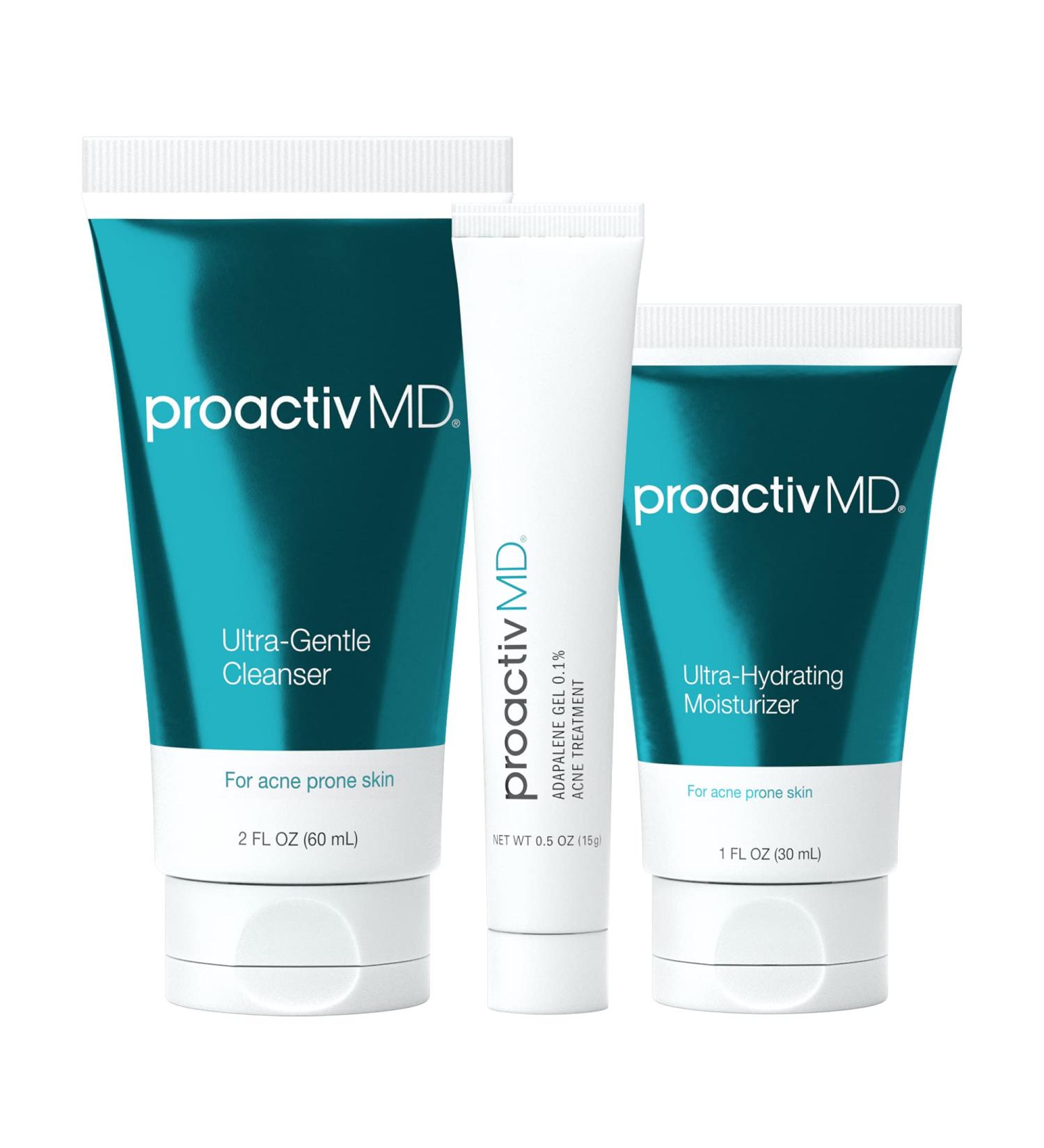 ProactivMD Adapalene Gel Acne Treatment Kit - 30 Day Regimen with Green Tea Cleanser & Hyaluronic Acid Moisturizer - Buy Online on GoSupps.com