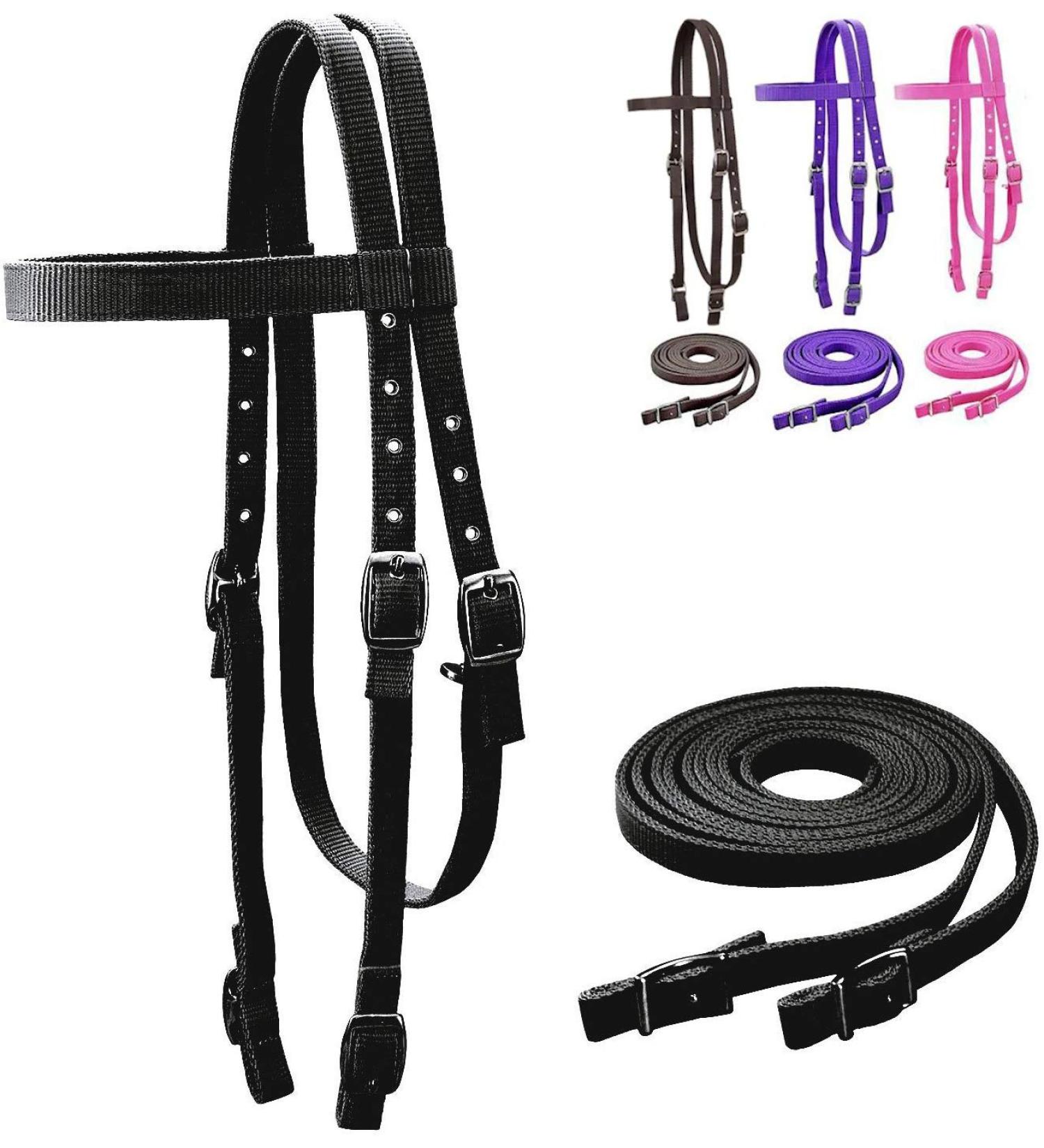 Tahoe Tack Double Layer Nylon Headstall with Reins - Variety of Colors & Sizes - Buy Online on GoSupps.com