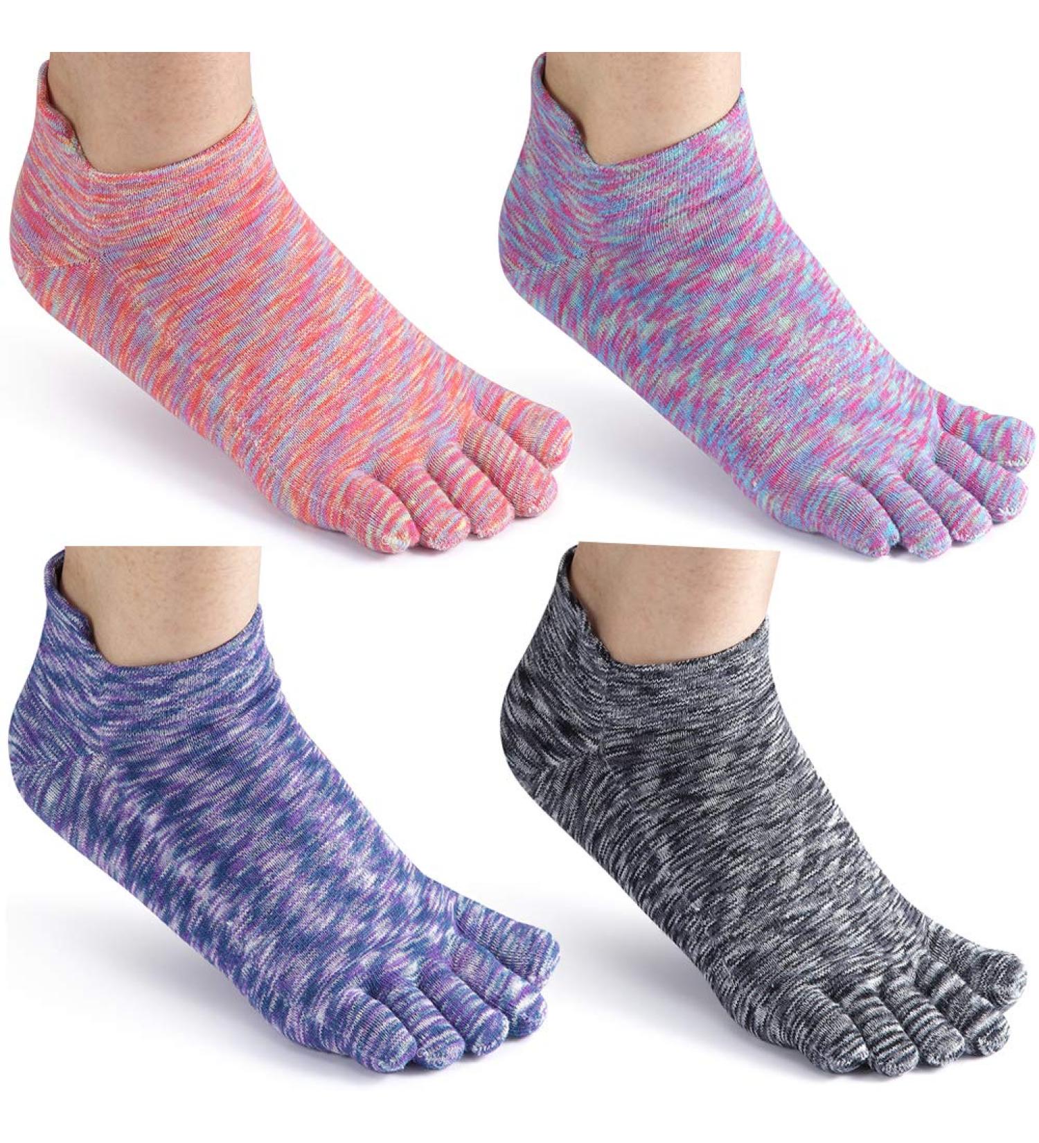 HABITER Women's Cotton Toe Socks - Lightweight No Show Running Socks 4 Pack - Multi-colored - Buy Online on GoSupps.com