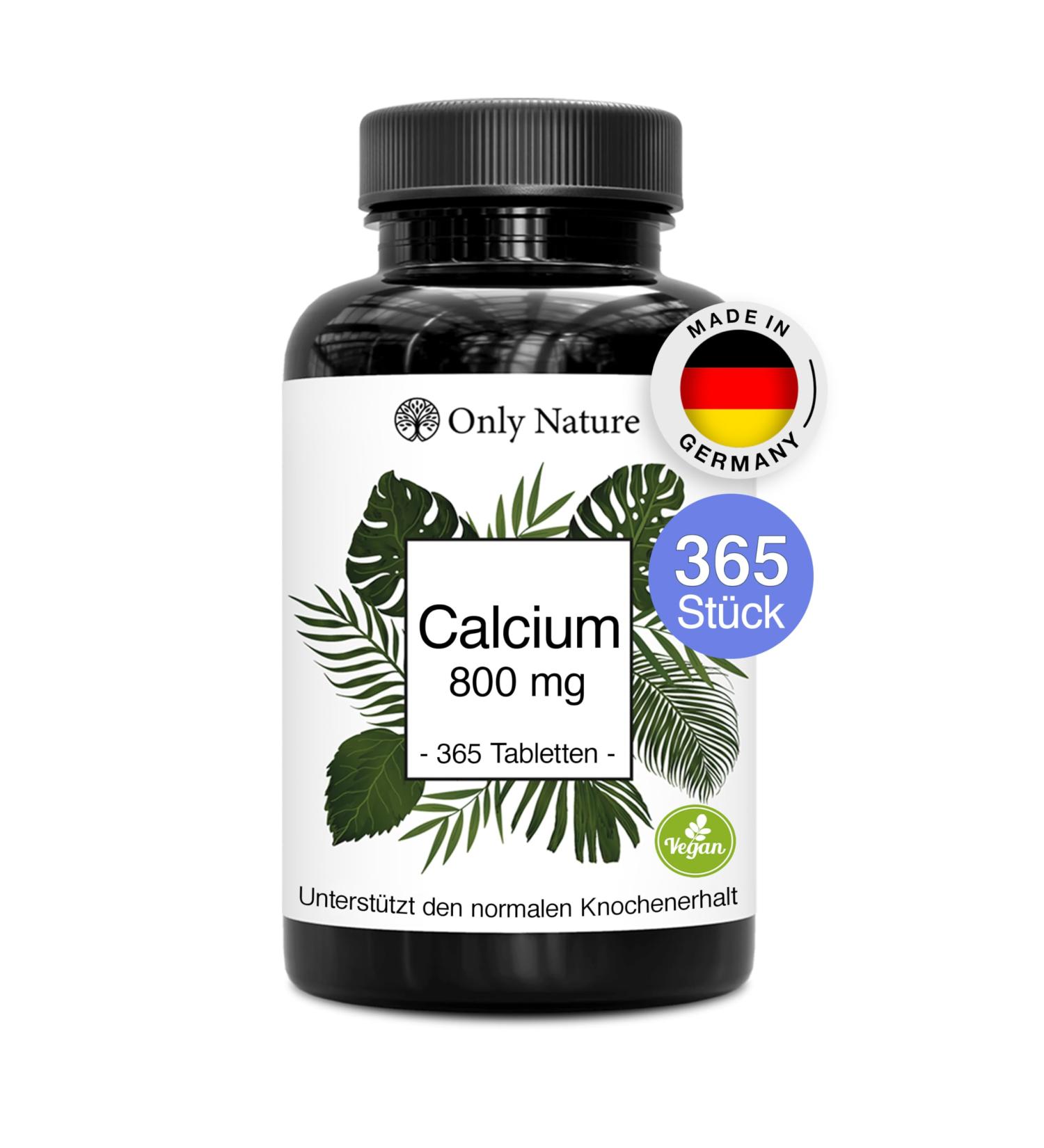 High-Dose Vegan Calcium Tablets (365 Count) - 800 mg Daily Dose Additive-Free Lab Tested Made in Germany - Buy Online on GoSupps.com