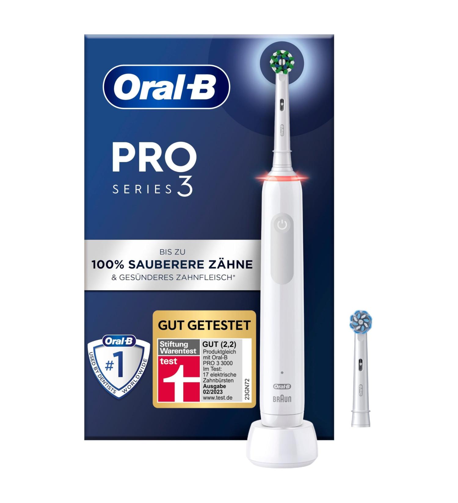 Buy Oral-B Pro 3 3000 Electric Toothbrush | 2 Cross Action Brushes | 3 Cleaning Modes | 360 Pressure Control | Ideal Gift for Him/Her - Buy Online on GoSupps.com