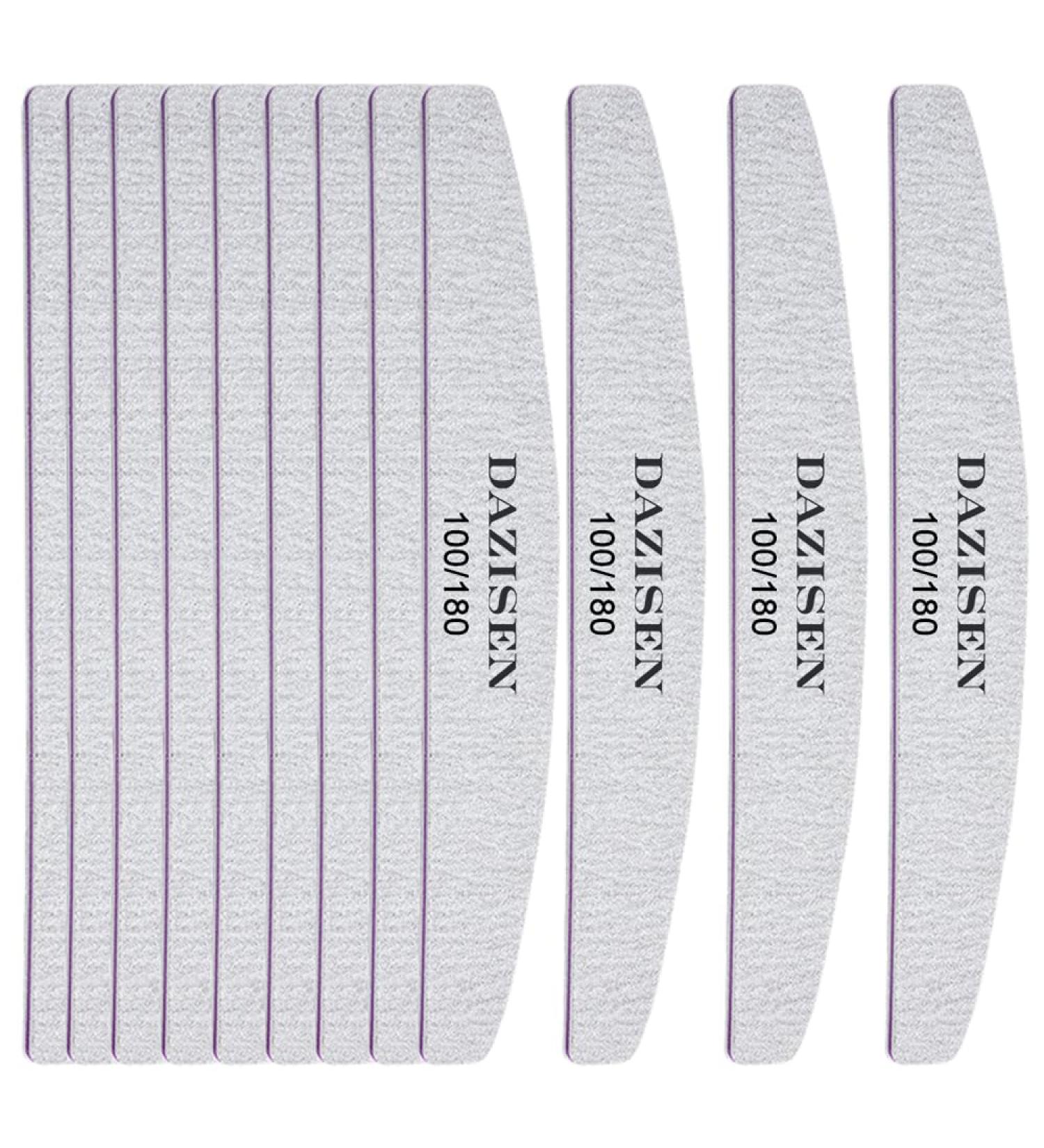 DAZISEN 12 PCS Professional Nail Files - 100/180 Grit Double Sided Emery Boards Nail Files Fingernail Buffering Files Washable Nail Styling Tools for Home and Salon - Buy Online on GoSupps.com