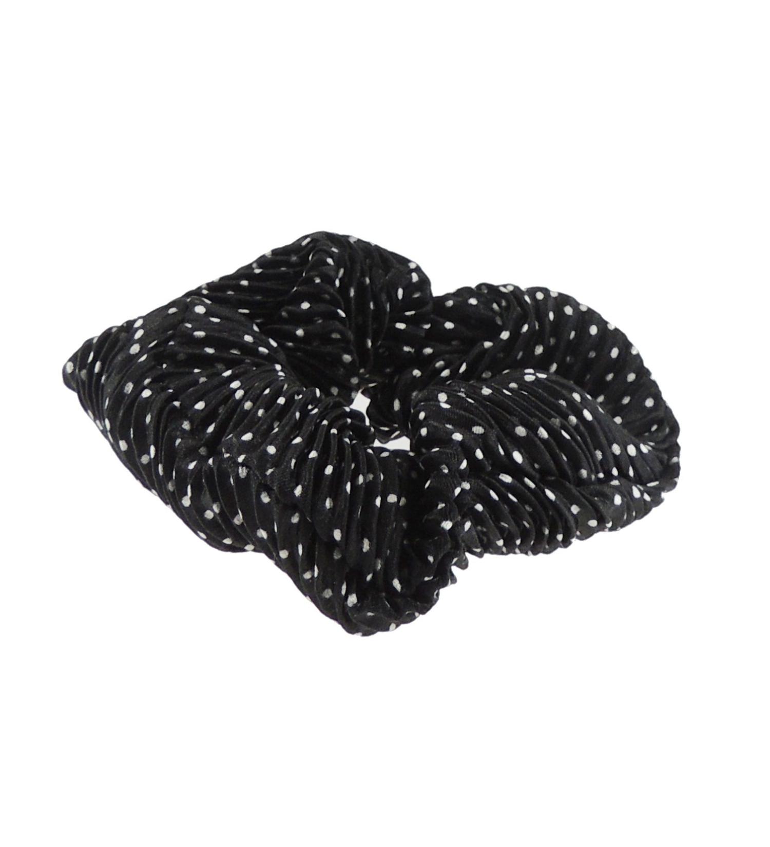 Glamour Girlz Crinkle Satin Large Spotted Hair Scrunchie Elastic Black by Glamour Girlz