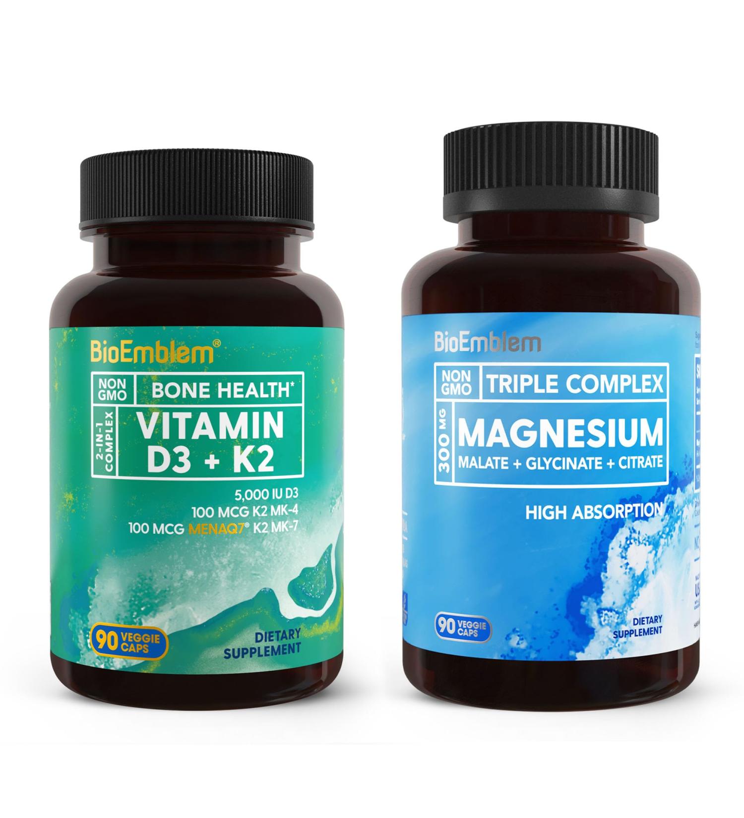 BioEmblem Triple Magnesium Complex Pair with Vitamin D3 K2 - Buy Online on GoSupps.com