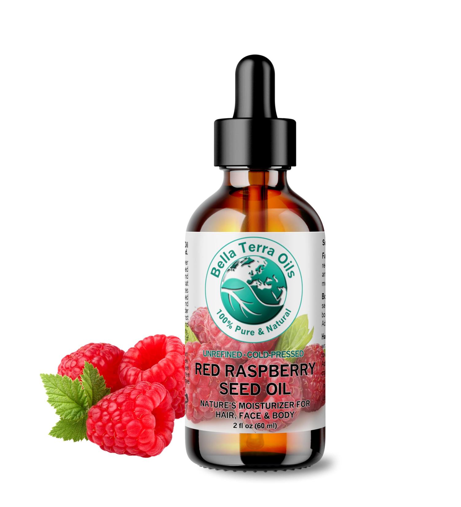 Bella Terra Red Raspberry Seed Oil 2 oz | Omega Fatty Acids & Vitamin E for Skin Nourishment | Luxurious Cold-Pressed Oil - Buy Online on GoSupps.com