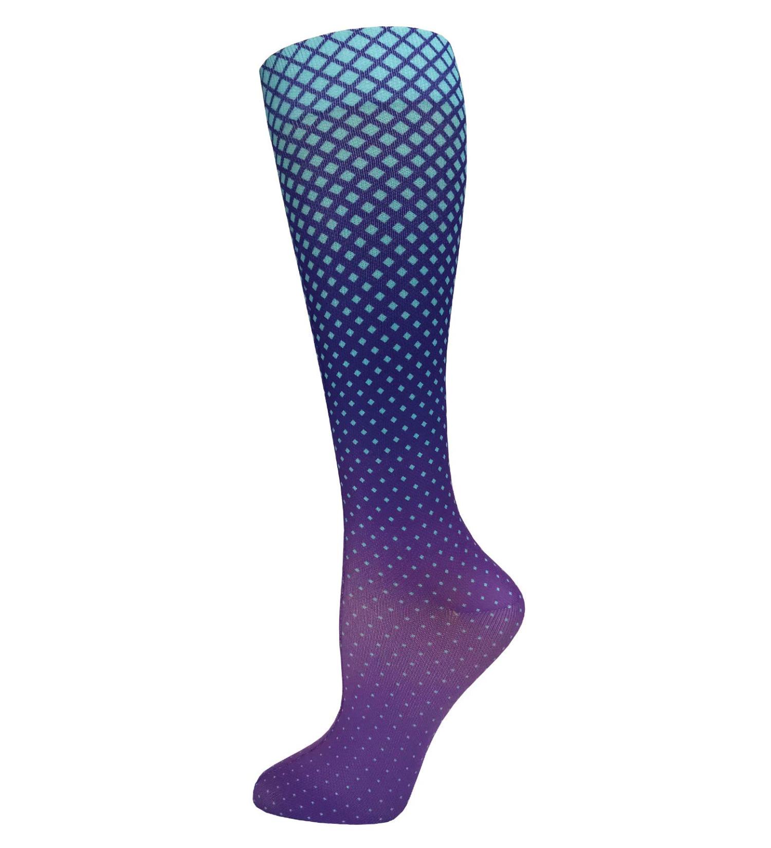 Prestige Medical 12 Soft Comfort Compression Socks Dot Matrix Aqua & Purple
