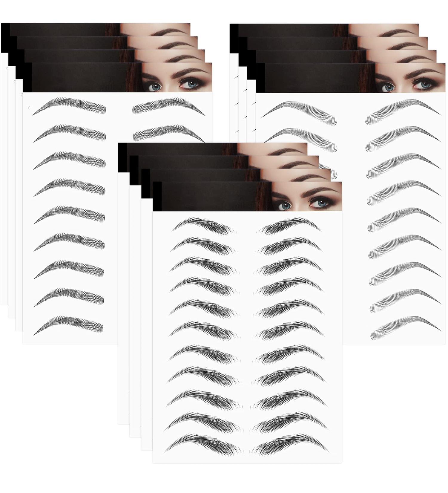 12 Sheets Waterproof 4D Eyebrow Stickers - Realistic Fake Eyebrow Transfers for Women & Girls - Buy Online on GoSupps.com