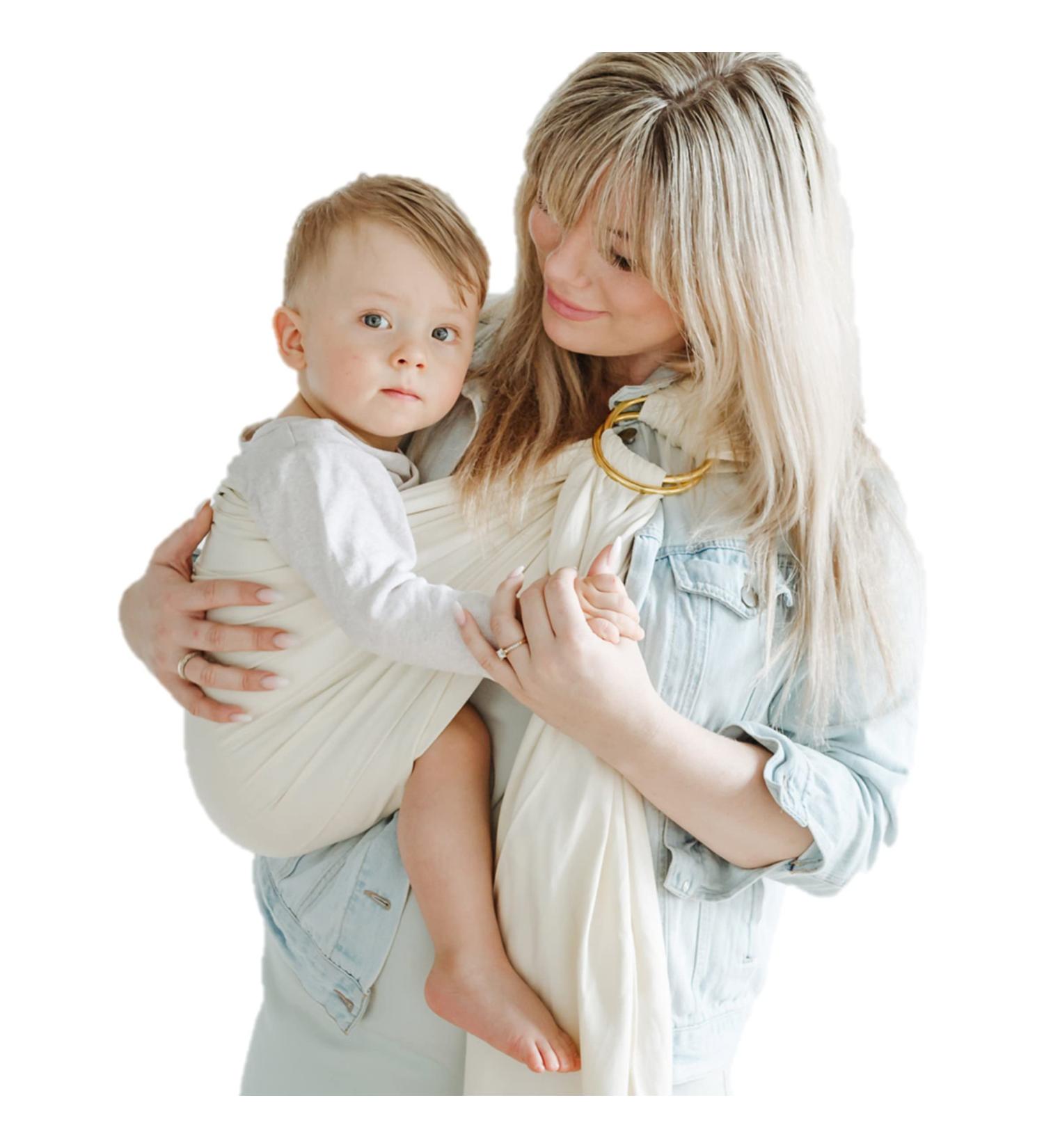 Shabany Ring Sling - 100% Organic Cotton Baby Carrier for Newborn & Toddlers | Beige, Up to 33Ib - Buy Online on GoSupps.com