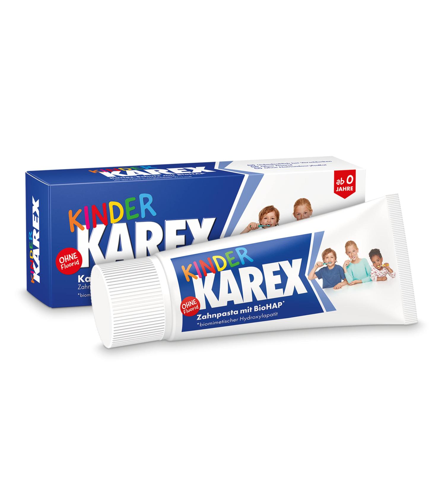 Children's KAREX Toothpaste 50ml - Fluoride-Free Caries Protection for Kids 0+ with BioHAP - First Milk Tooth Care - Buy Online on GoSupps.com