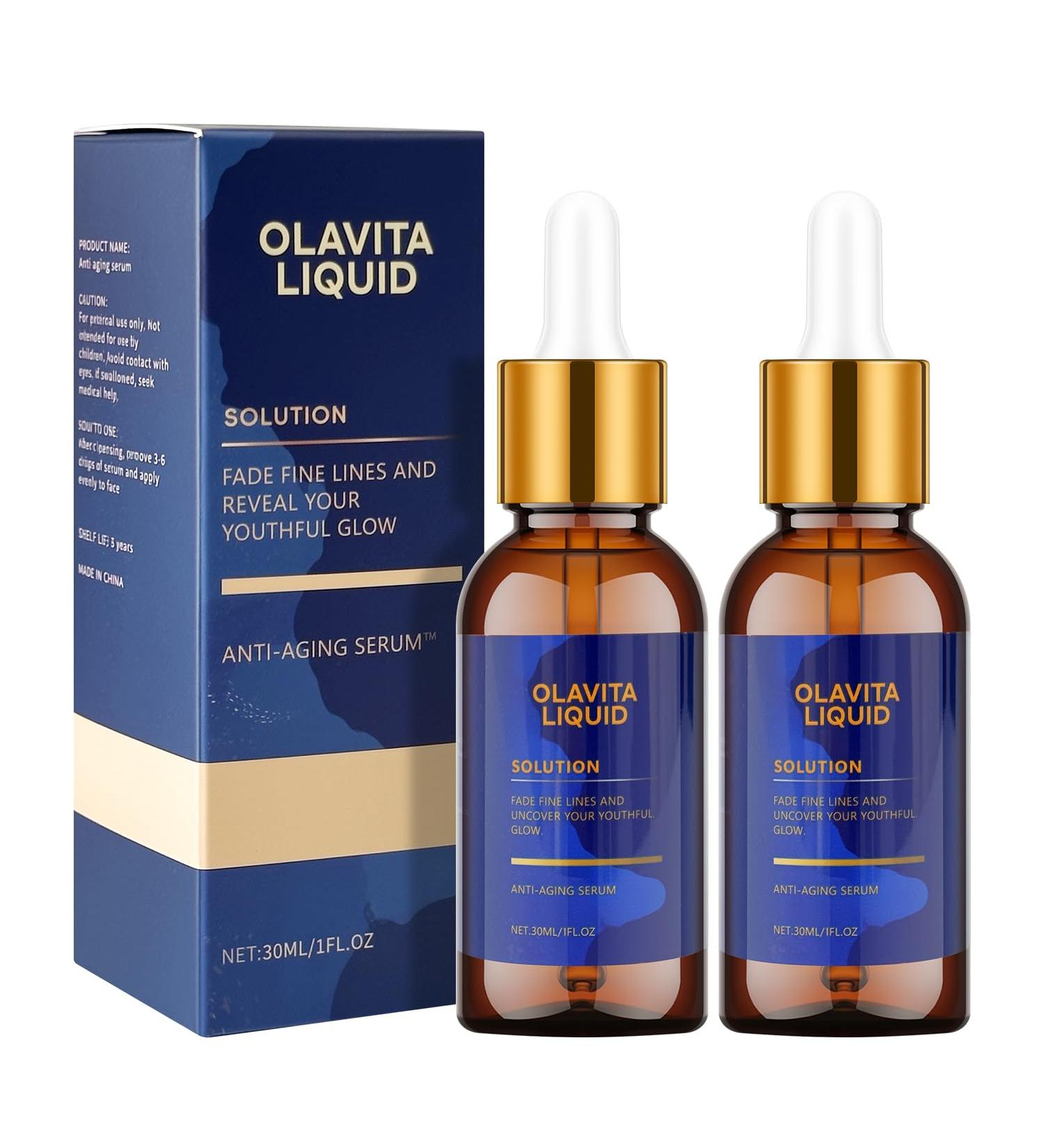 Olavita Liquid Olavita Liquid Solution Anti Aging Serum Vitamin C & E Serum Olavita serum for wrinkles Diminishes Fine Lines & Wrinkles For A Youthful Glow (2pcs) - Buy Online on GoSupps.com