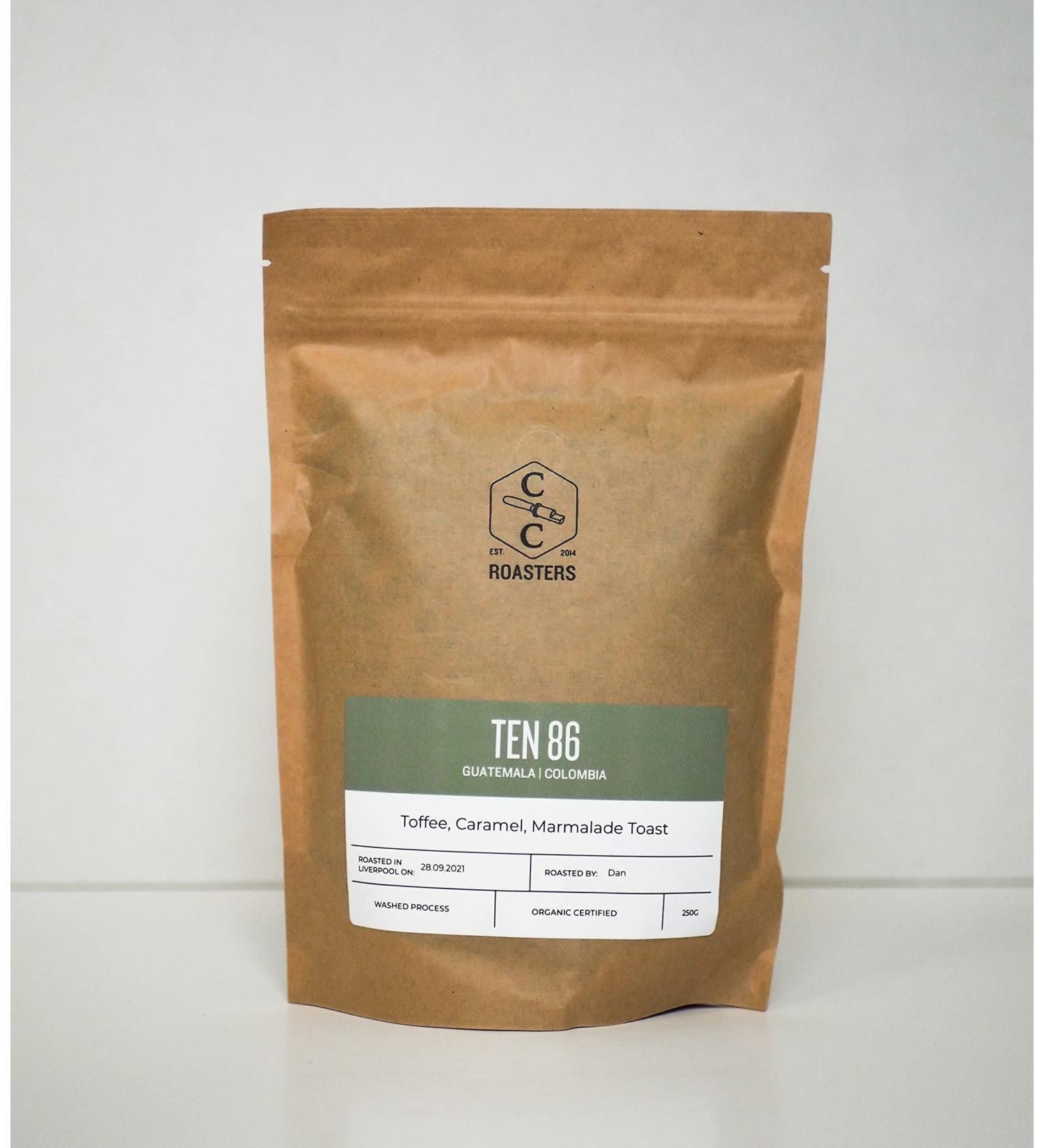 Crosby Coffee Roasters Ten86 Blend 100% Arabica Speciality Coffee - Medium Roast Whole Bean 250g