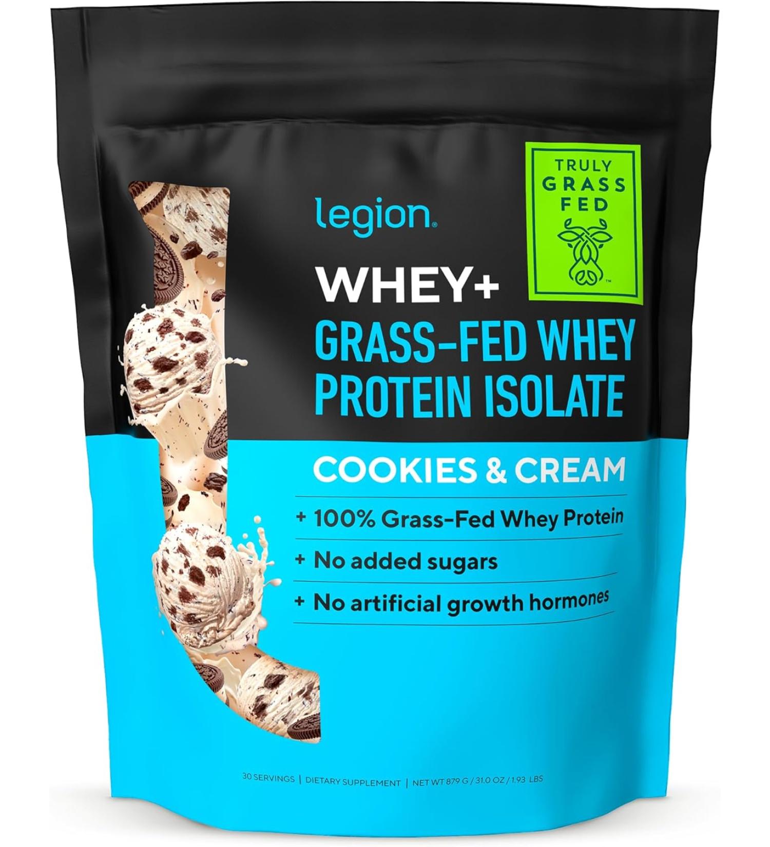 Legion Grass Fed Whey Protein Isolate Sugar Free - 30 Servings - Cookie & Cream - Buy Online on GoSupps.com
