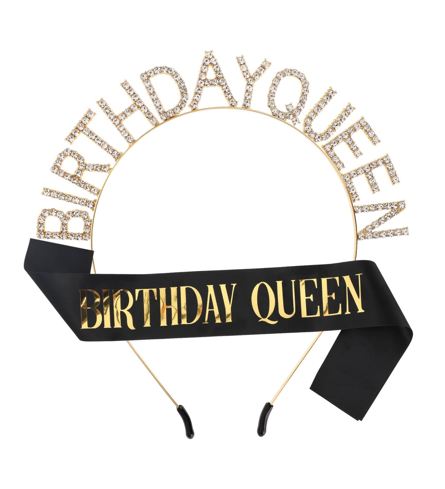 Thinp Birthday Crown Birthday Queen Crown Birthday Headband Birthday Queen Sash Birthday Queen Glitter Rose Gold Birthday Sash and Crown Birthday Headband for Women girl Christmas Birthday Party Decor - Buy Online on GoSupps.com
