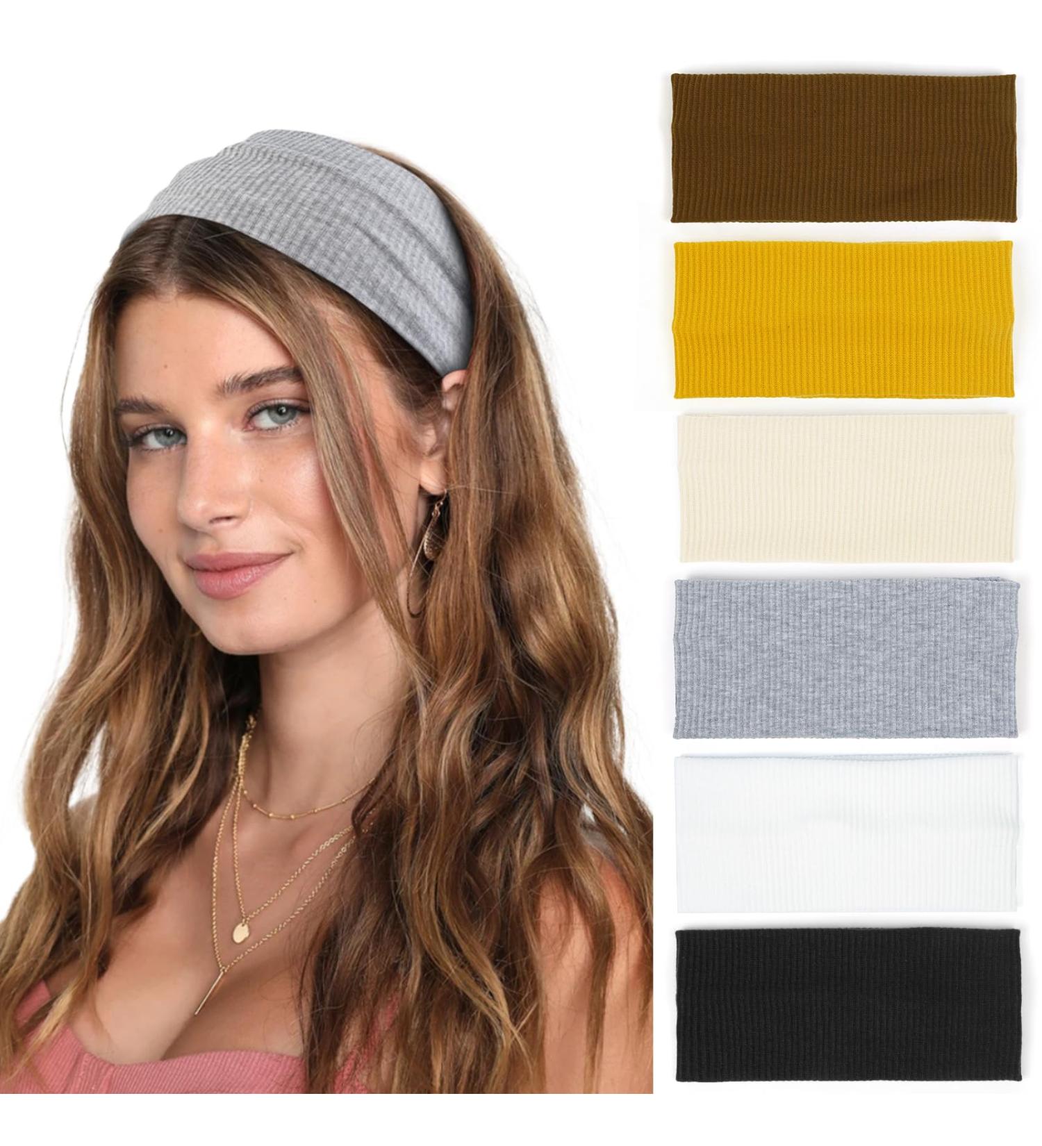 Buy 6 Pack Women's Elastic Wide Headbands - Boho Soft Sport & Yoga Hair Accessories - Buy Online on GoSupps.com