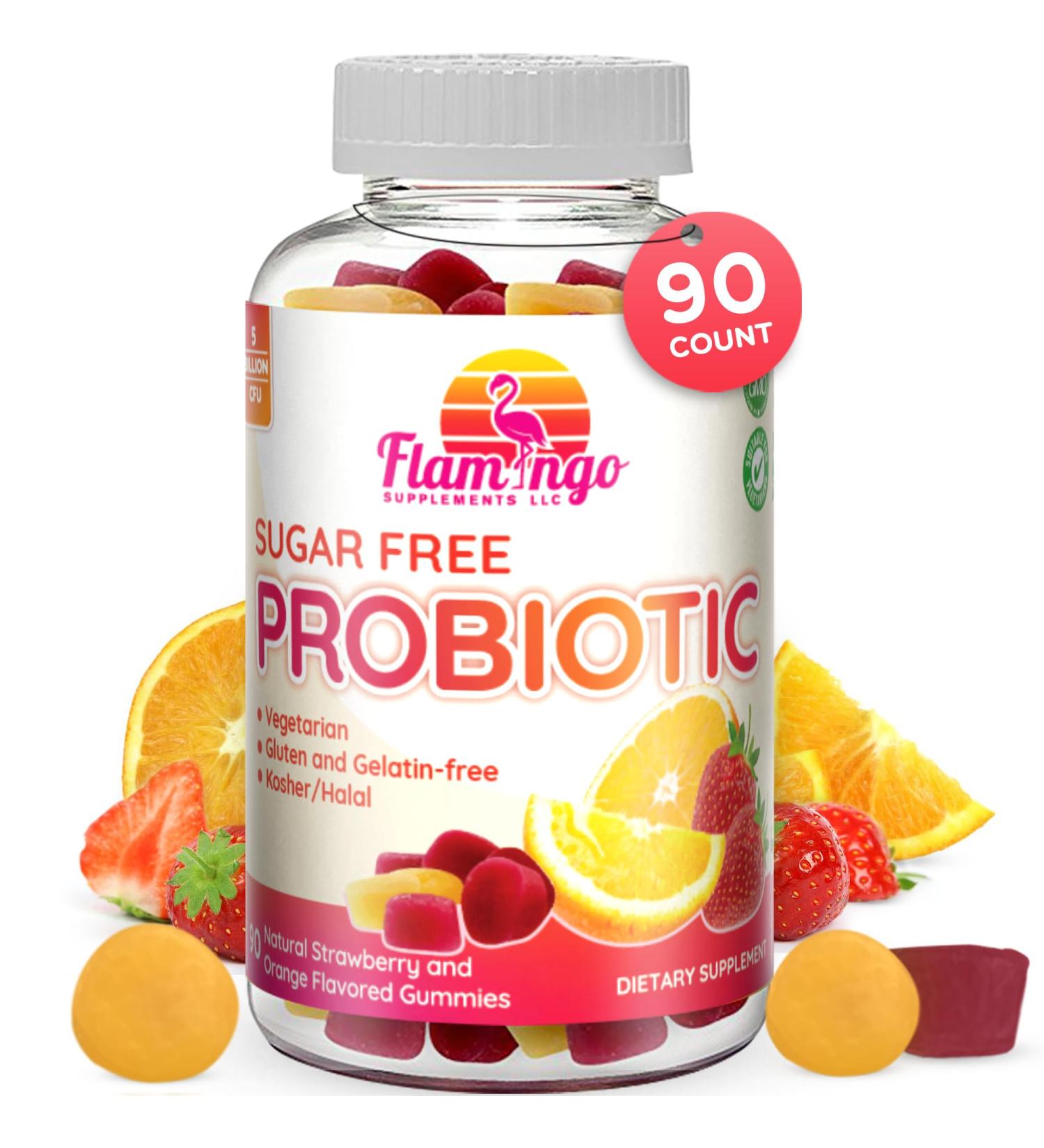 Probiotic Gummies Sugar Free- 3 Billion CFU Reduce Gas Bloating - Probiotics for Women Kids and Mens Probiotic- Bacillus Coagulans- Natural Vegan Vegetarian Kosher Halal 90 Gummy Probiotics - Buy Online on GoSupps.com
