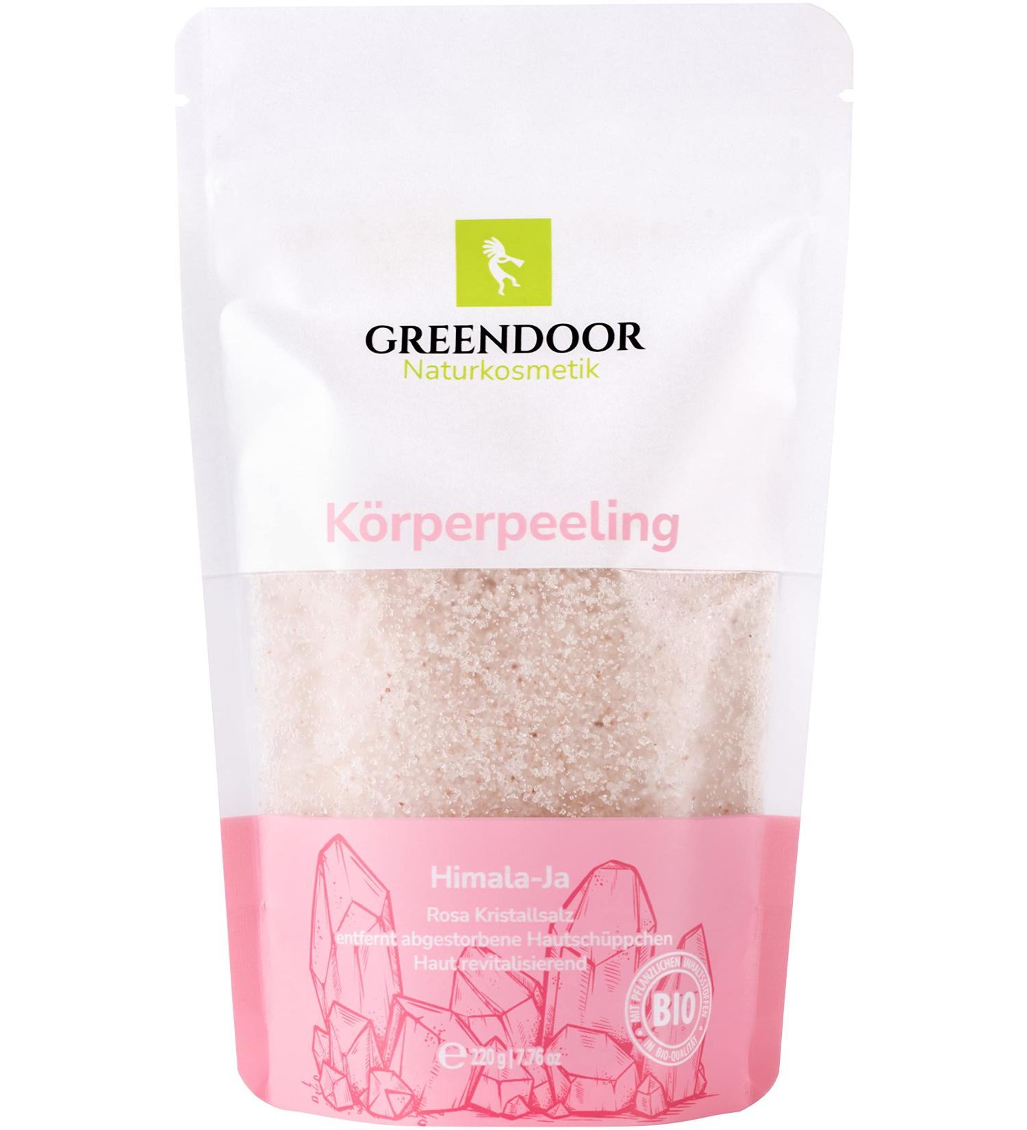 Greenendoor Pink Crystal Salt Scrub Himala-Ja 220g | Vegan Organic Cardamom Body Peeling | Natural Cellulite Remover & Skin Care - Buy Online on GoSupps.com