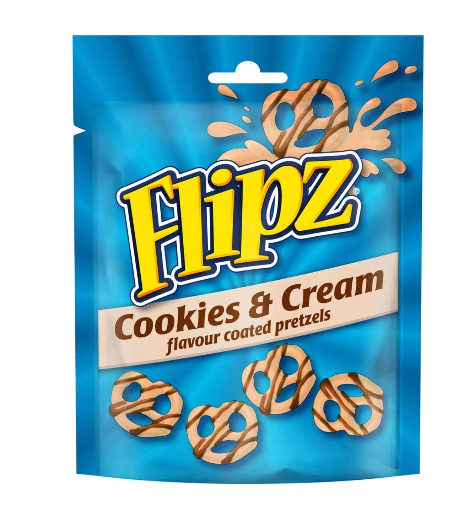 Flipz Cookies & Cream Snack Pretzel Sweet Salty, 90g (Pack of 1)